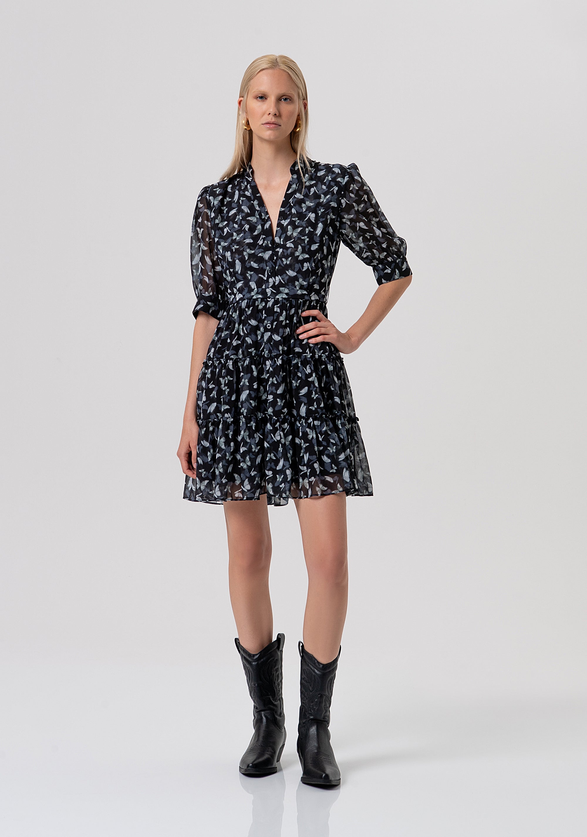 Abito regular modello chemisier in georgette con fantasia floreale FR26SD1035W412W6-054 Fracomina