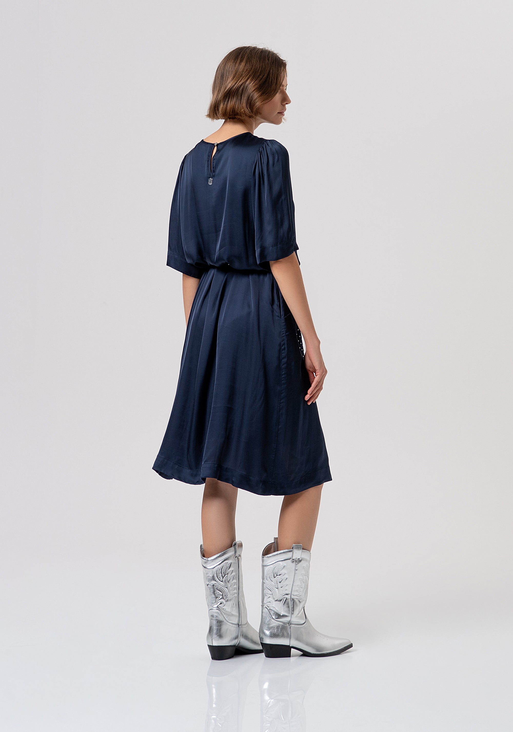 Abito linea ad A midi in raso di viscosa, modal e seta FR26SD2012W58401-117 Fracomina