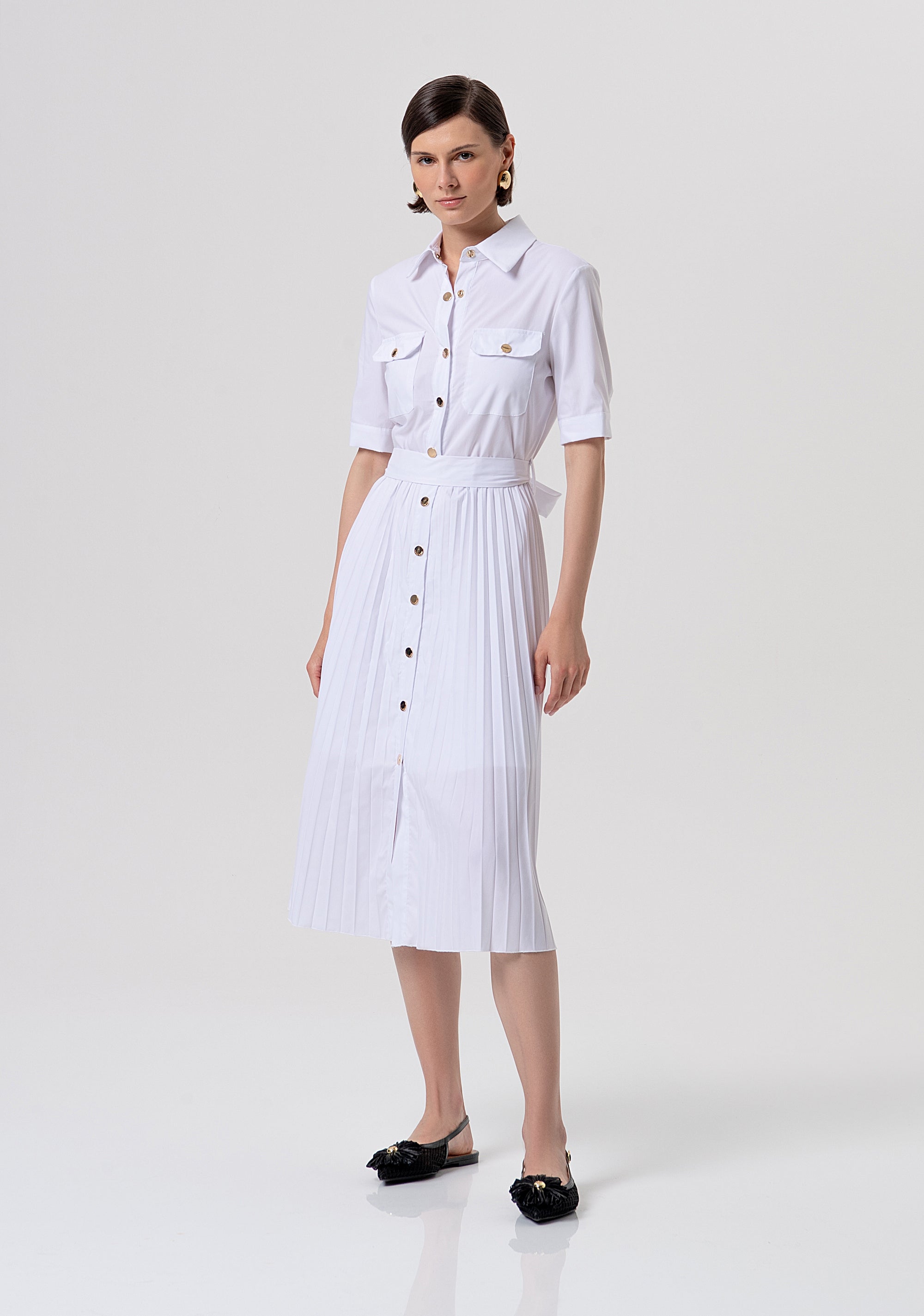 Abito regular modello chemisier midi in popeline FR26SD4003W697F9-278 Fracomina