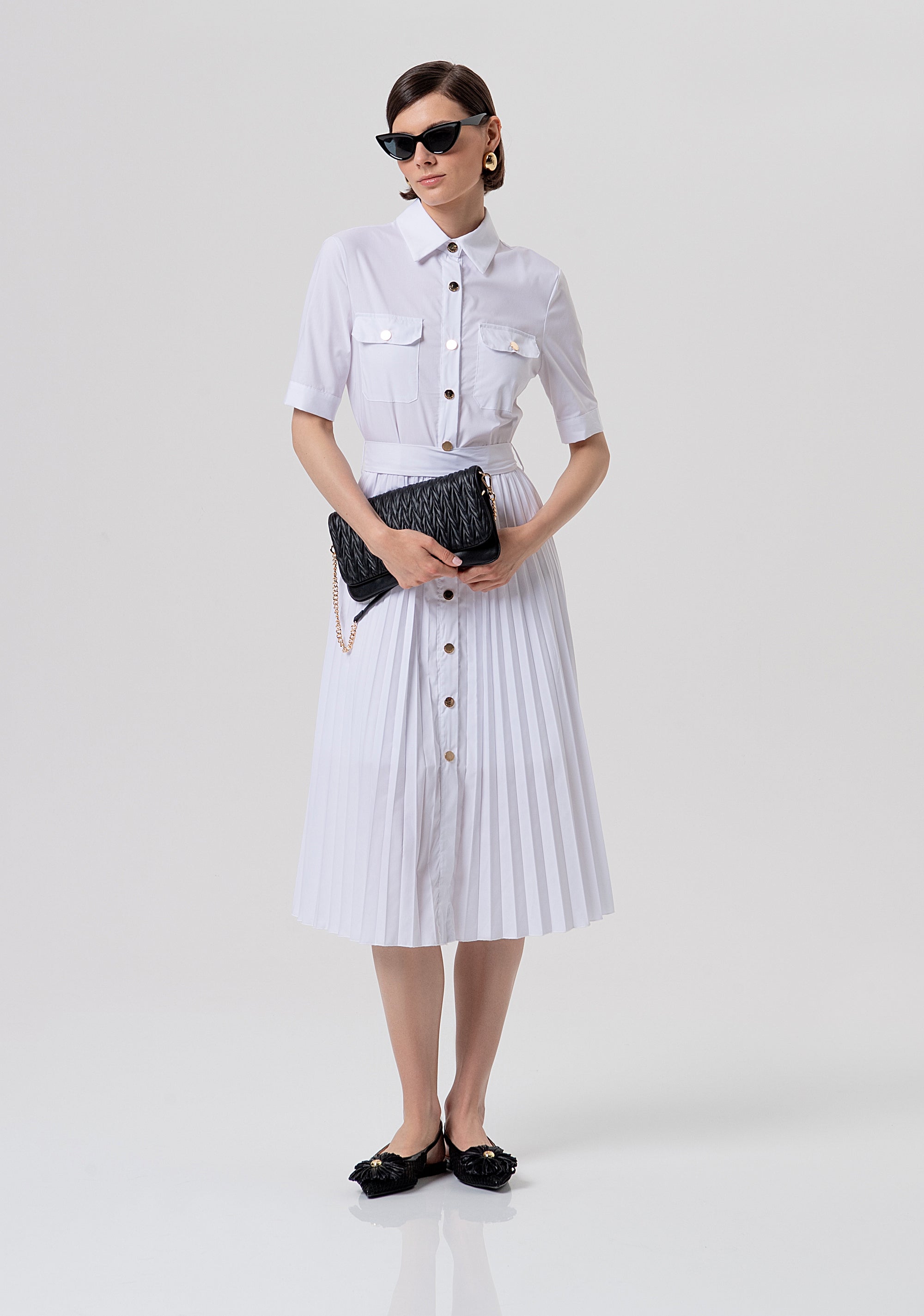 Abito regular modello chemisier midi in popeline FR26SD4003W697F9-278 Fracomina