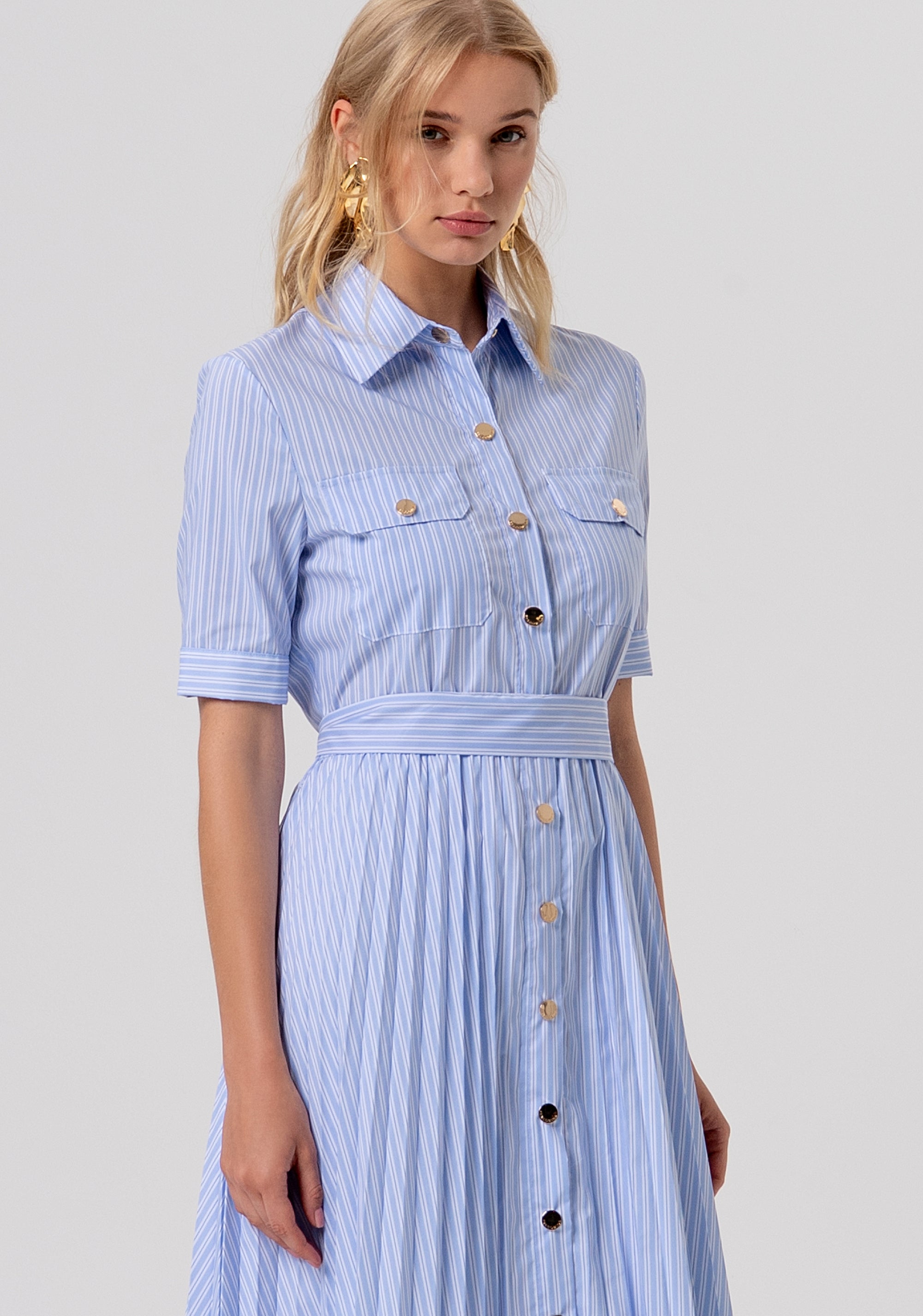 Abito regular modello chemisier midi in popeline a righe FR26SD4003W697N8-I24 Fracomina