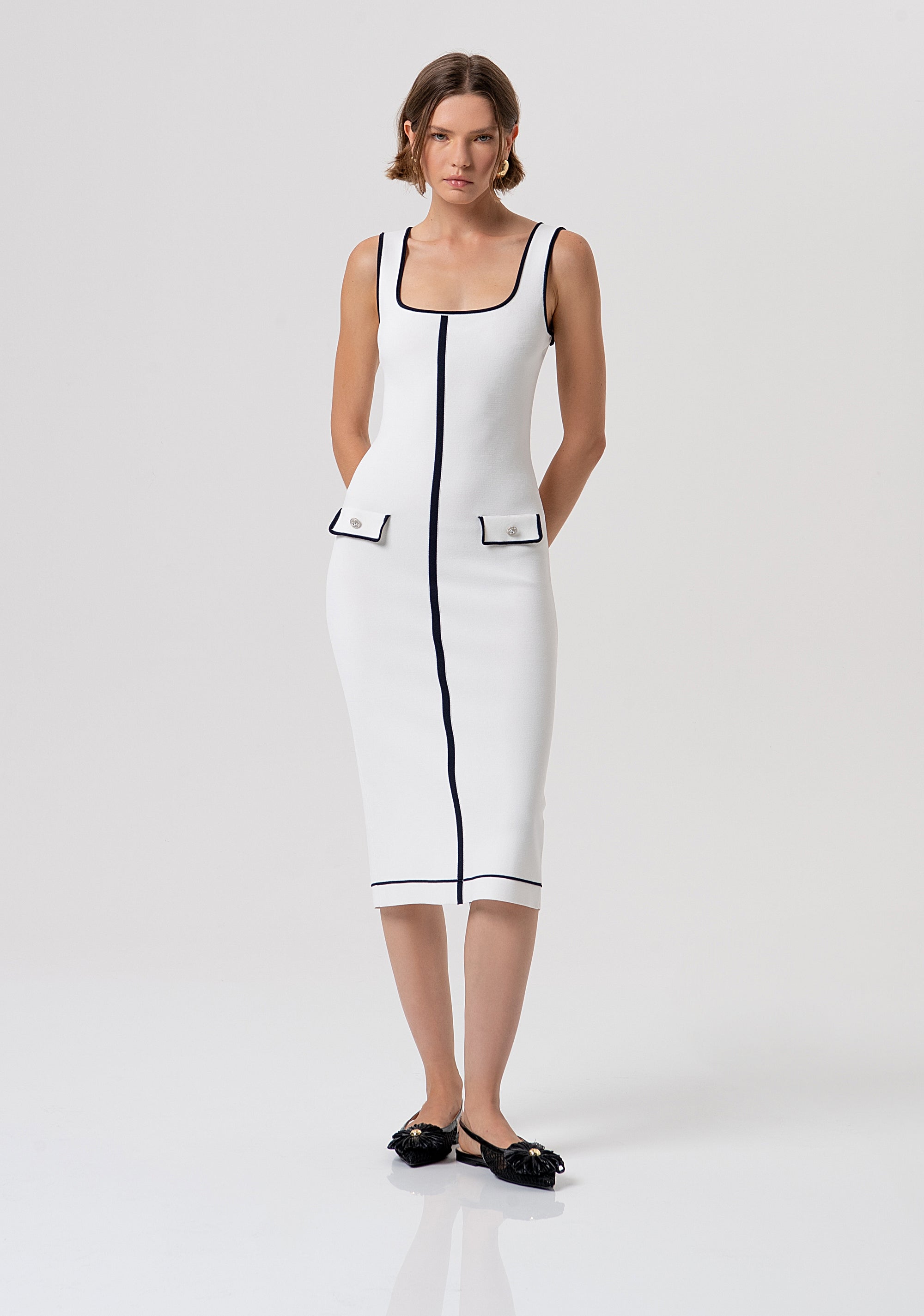 Abito senza maniche slim midi in maglia FR26SD5002K41601-957 Fracomina