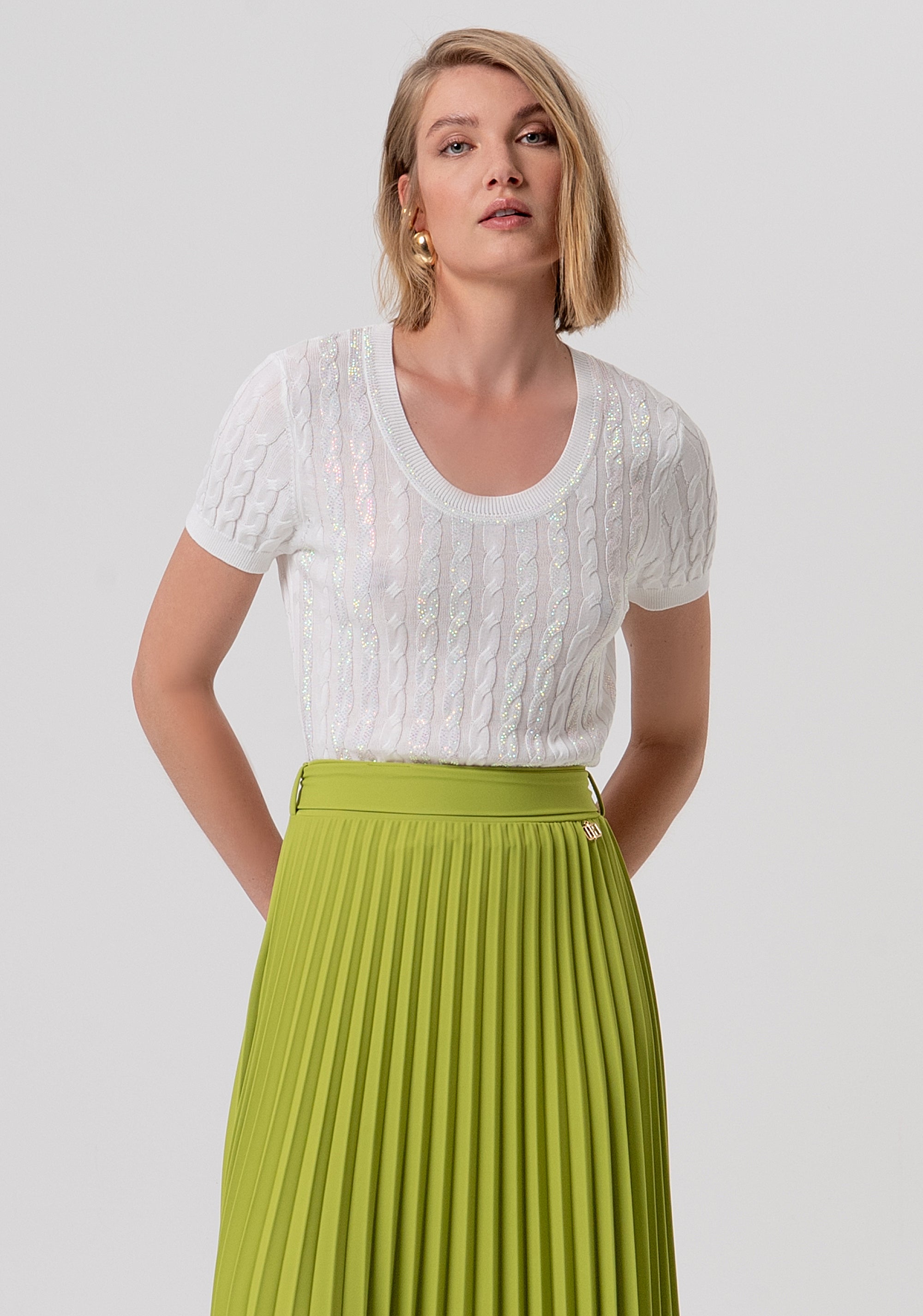 Gonna flare midi plissettata FR26SG2005W436F9-813 Fracomina