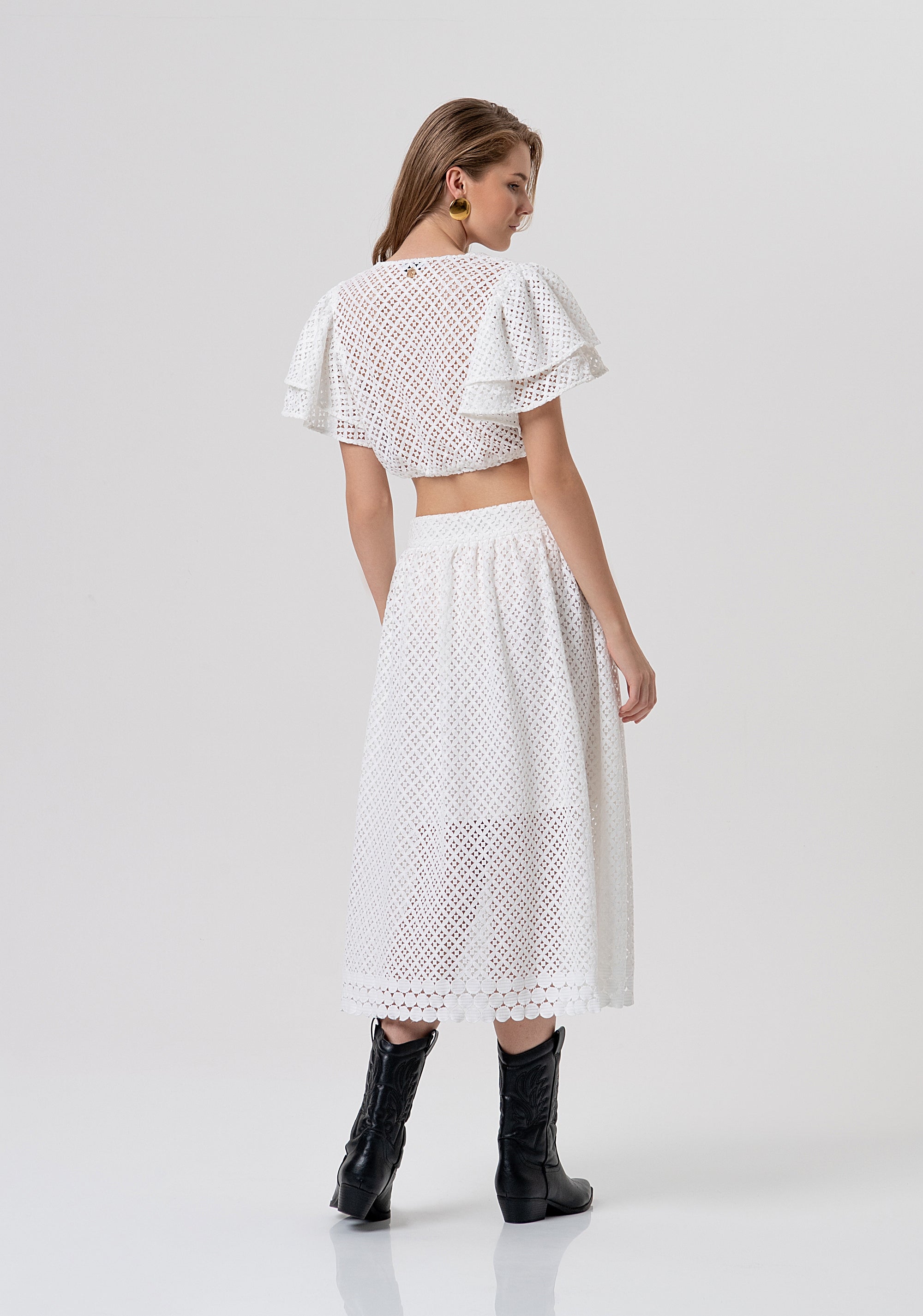 Gonna flare midi in pizzo FR26SG2006W62501-108 Fracomina