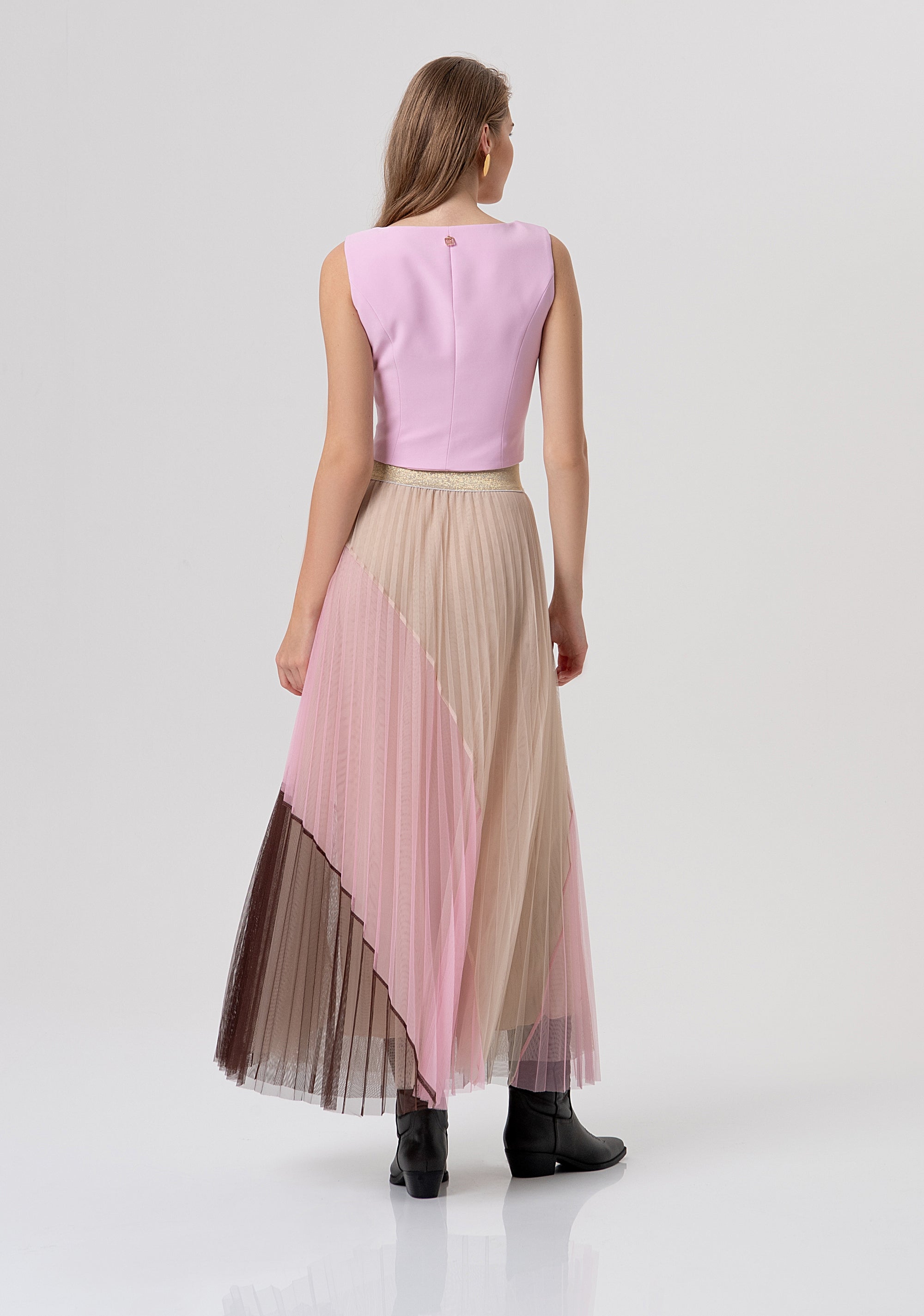 Gonna flare lunga in tulle plissettato FR26SG3009W529F9-210 Fracomina