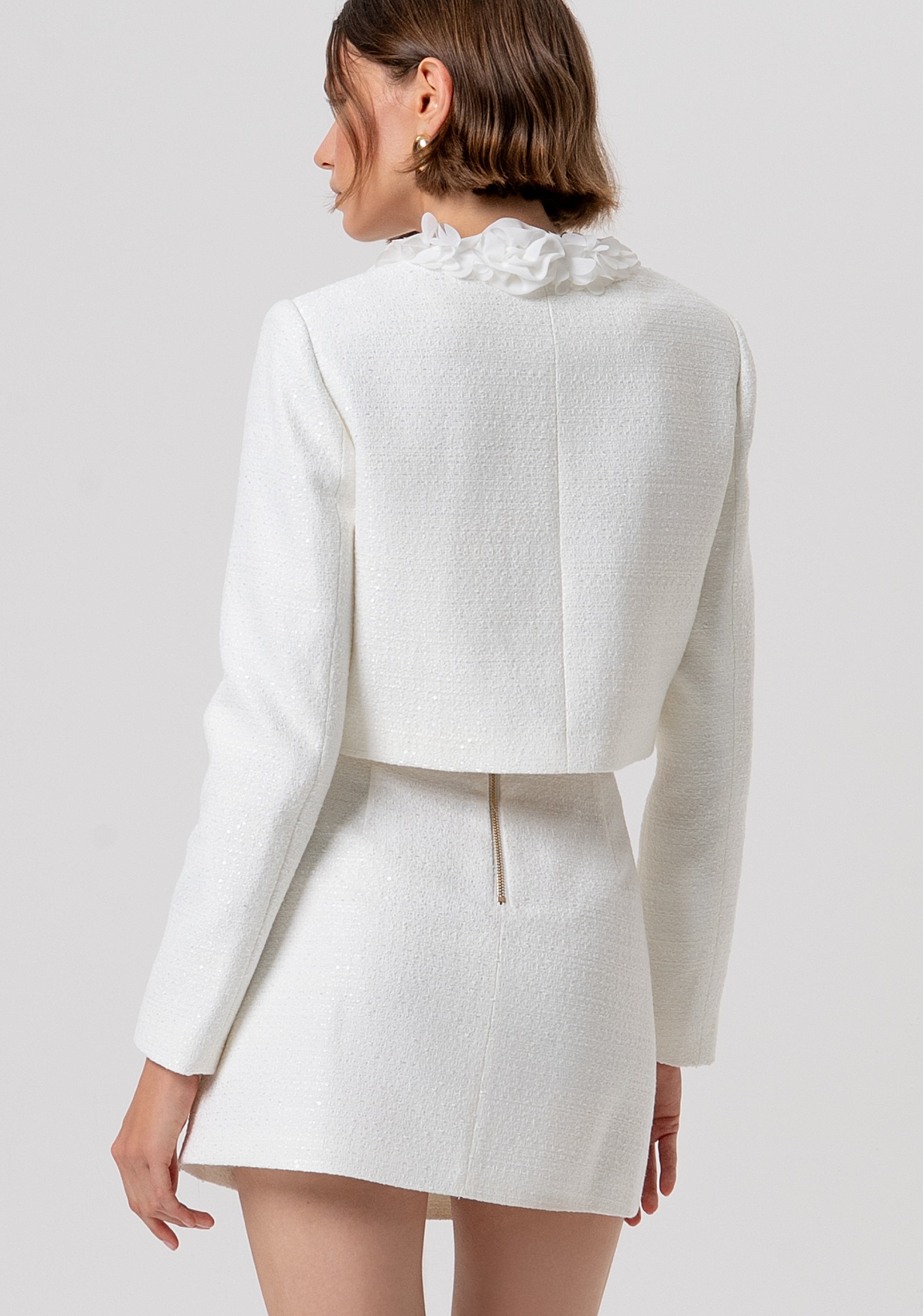 Giacca regular corta in tweed FR26SJ1005W83201-108 Fracomina