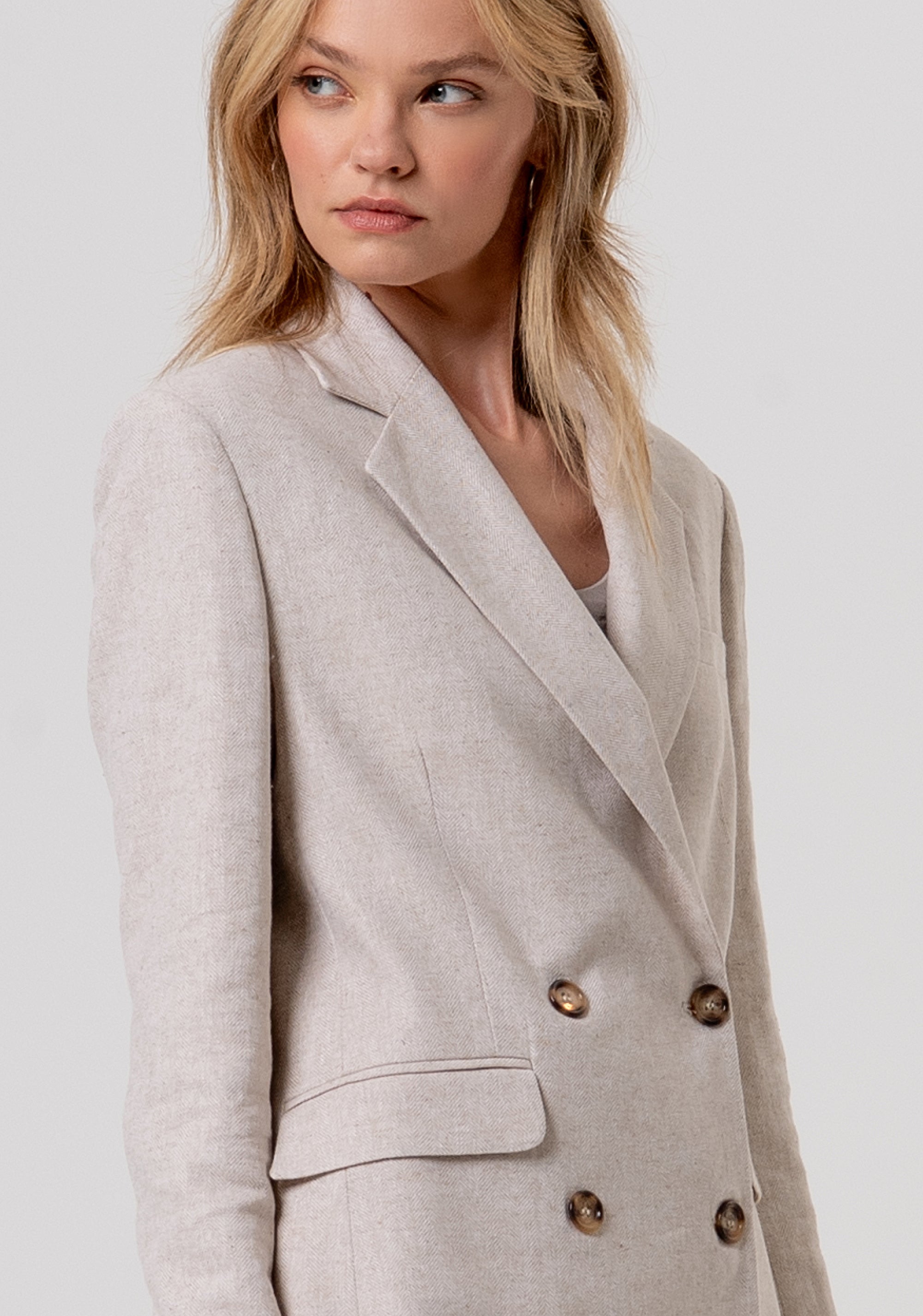 Blazer regular doppiopetto con lino FR26SJ3003W67101-251 Fracomina