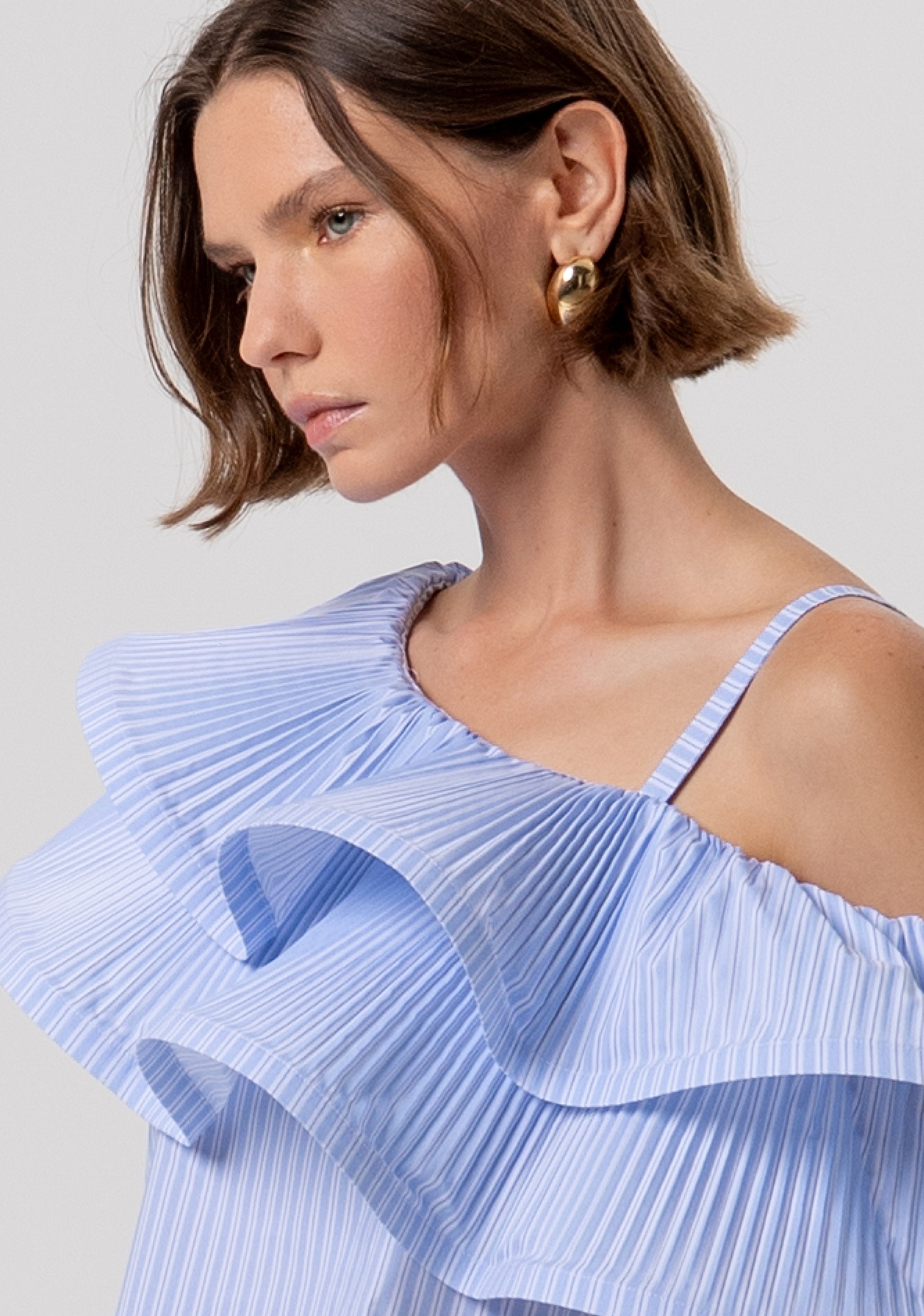 Top regular monospalla in fantasia a righe FRACOMINA — immagine 2 di 4
