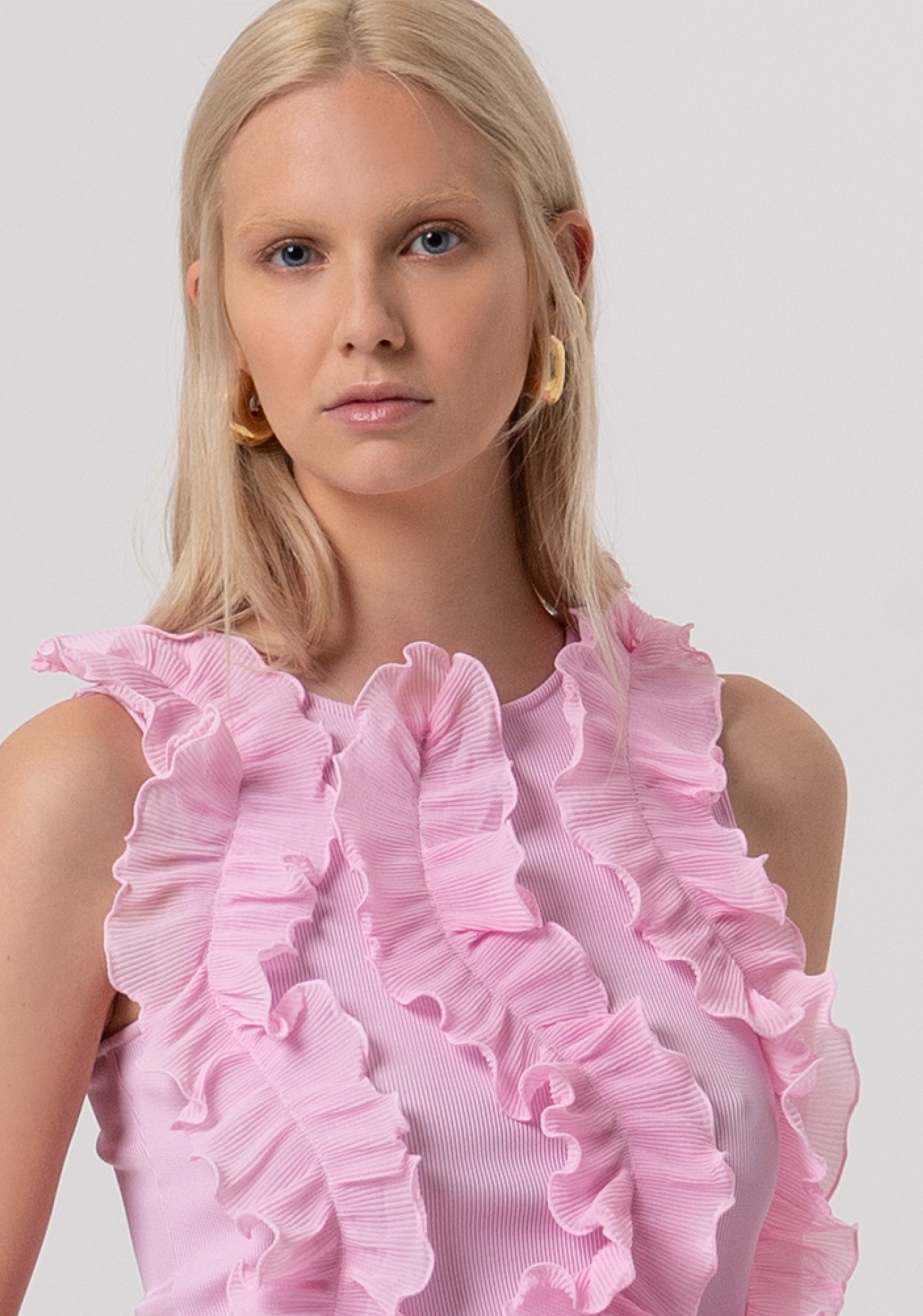 Top senza maniche con rouches in georgette FR26ST2022J46301-226 Fracomina