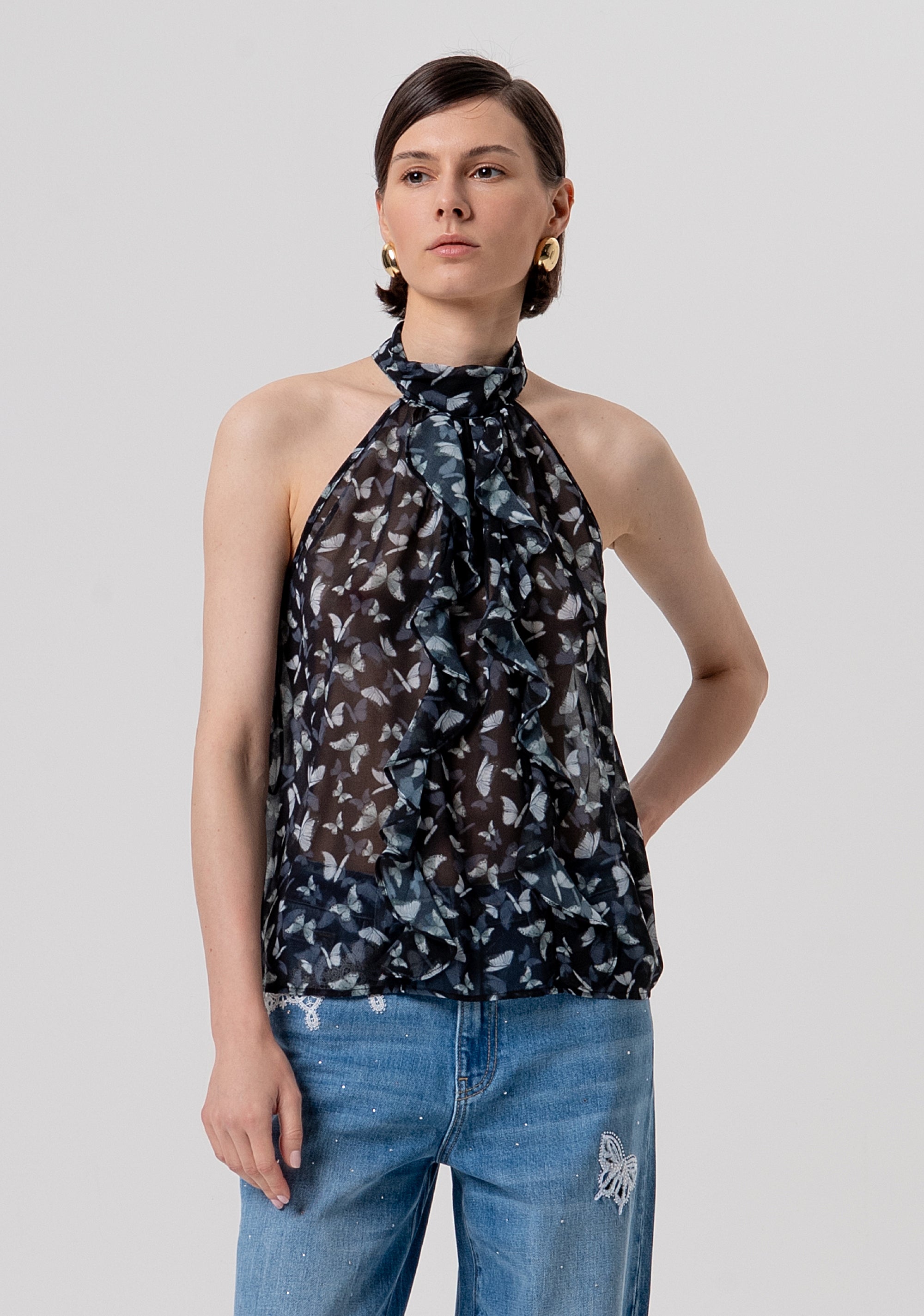 Top senza maniche in georgette con fantasia floreale FR26ST2026W412W6-054 Fracomina