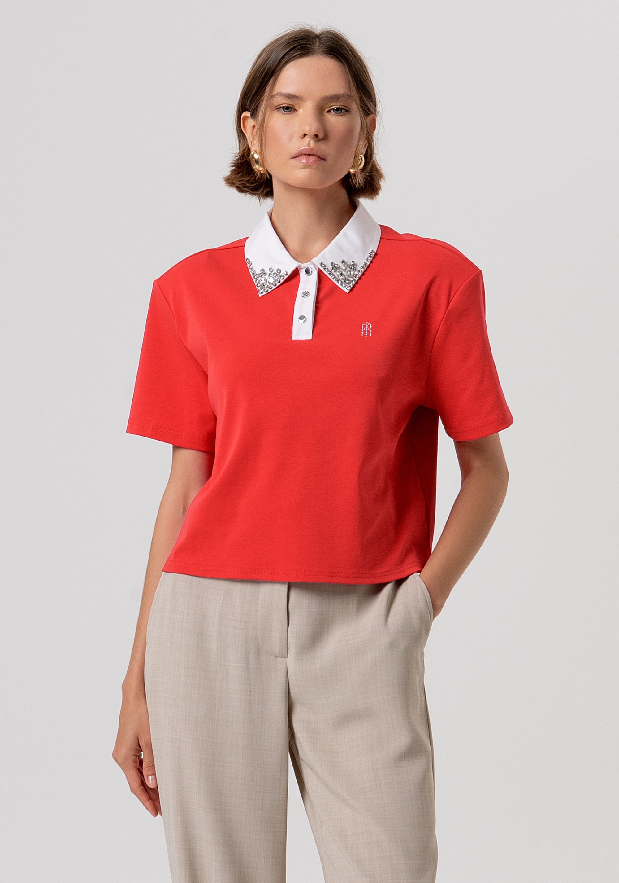 Polo cropped con maniche corte FR26ST3038J40801-M33 Fracomina