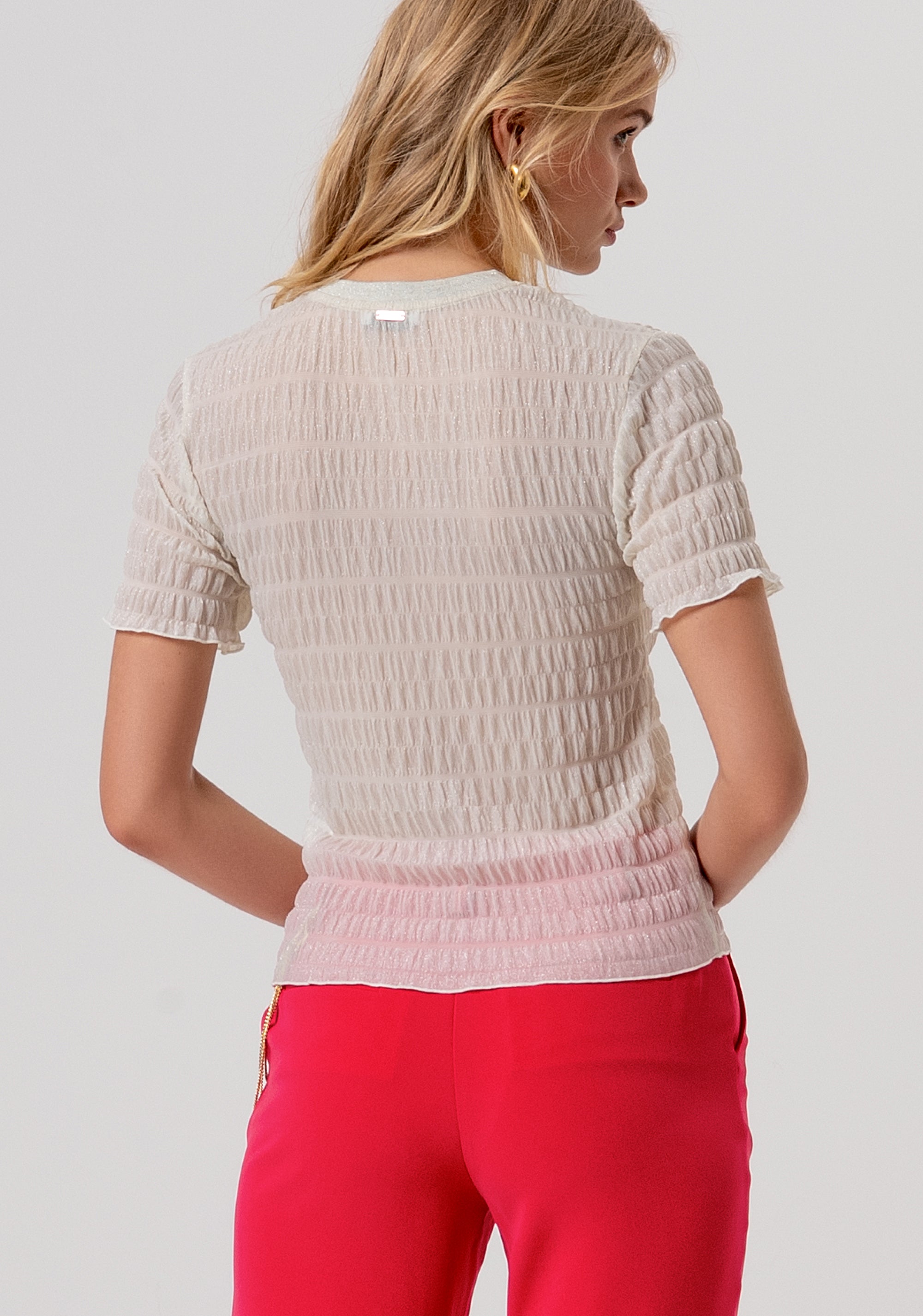T-shirt slim in tessuto goffrato FR26ST3041J427Q7-595 Fracomina