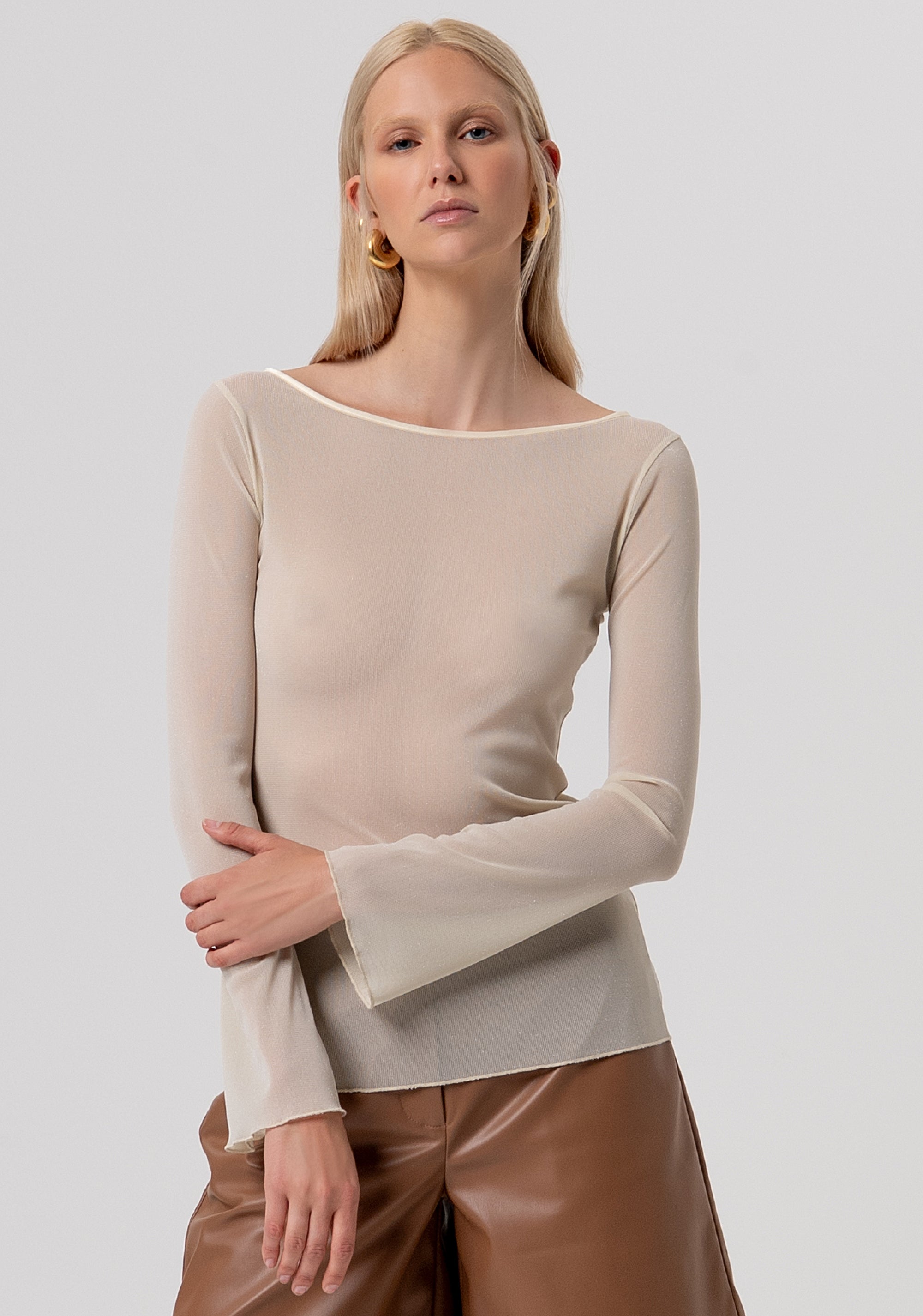 T-shirt slim in tulle FR26ST3042J48101-U01 Fracomina