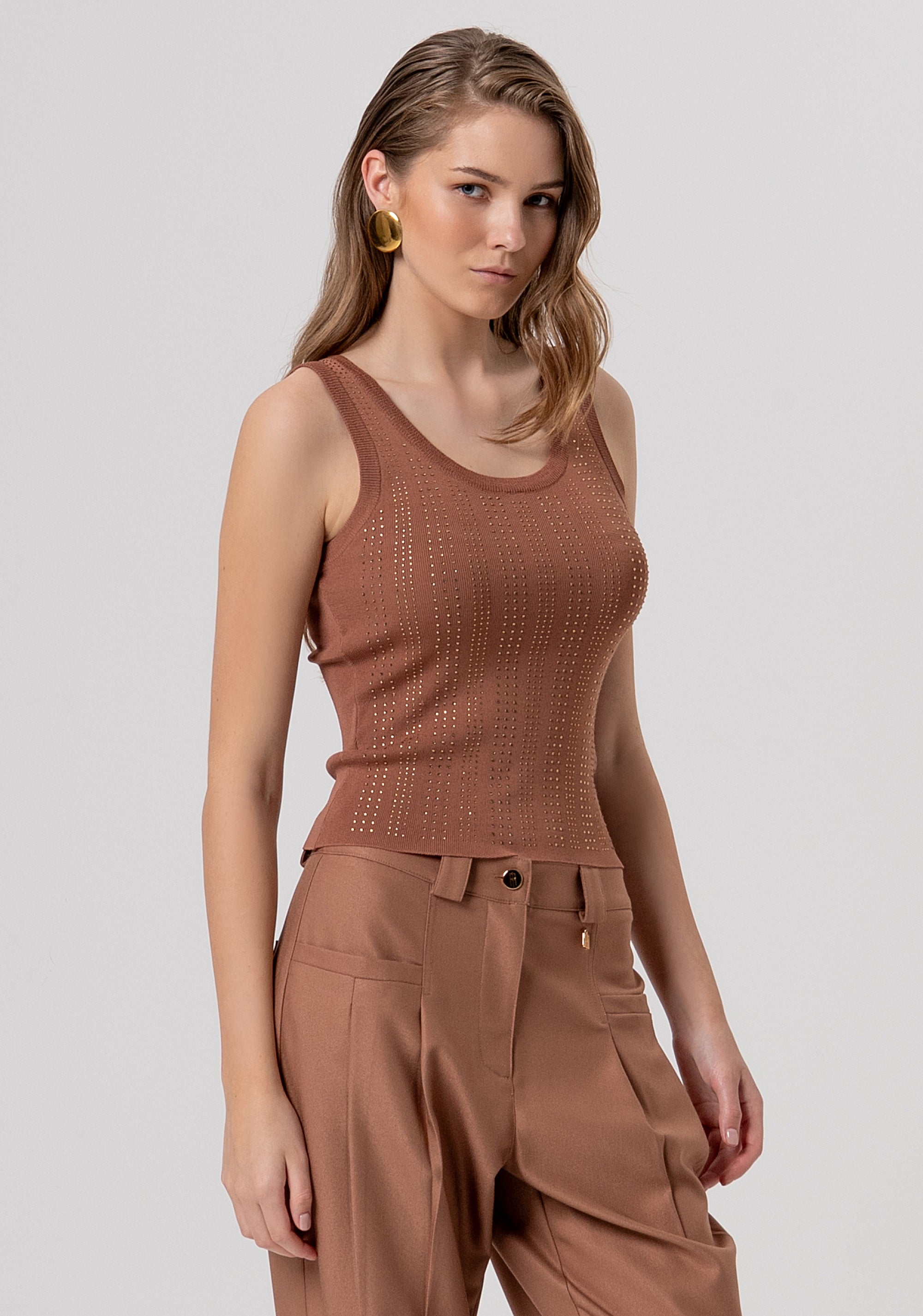 Top slim senza maniche in maglia FR26ST4005K524R9-M07 Fracomina
