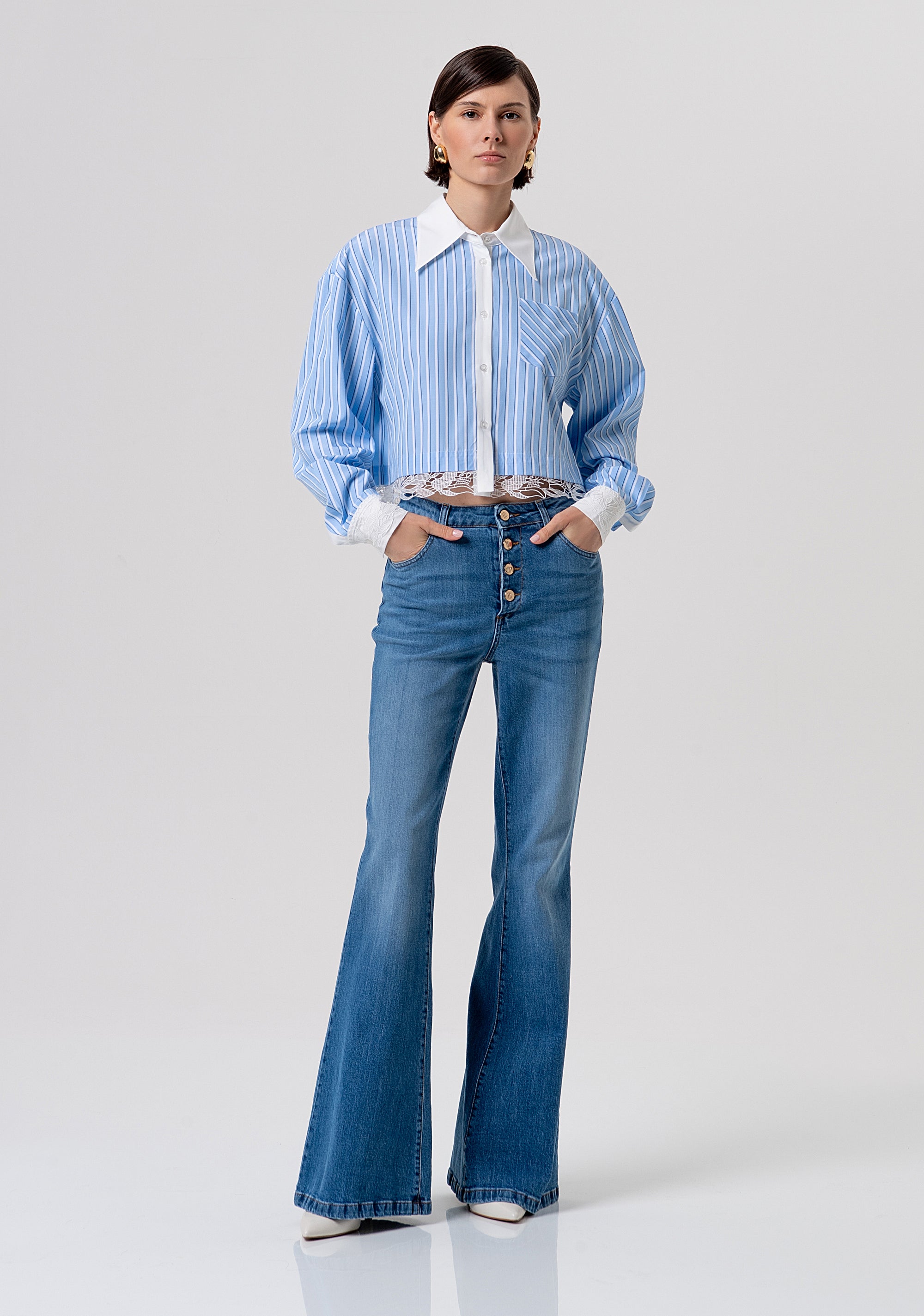 Camicia over a righe FR26ST6007W827N8-I24 Fracomina