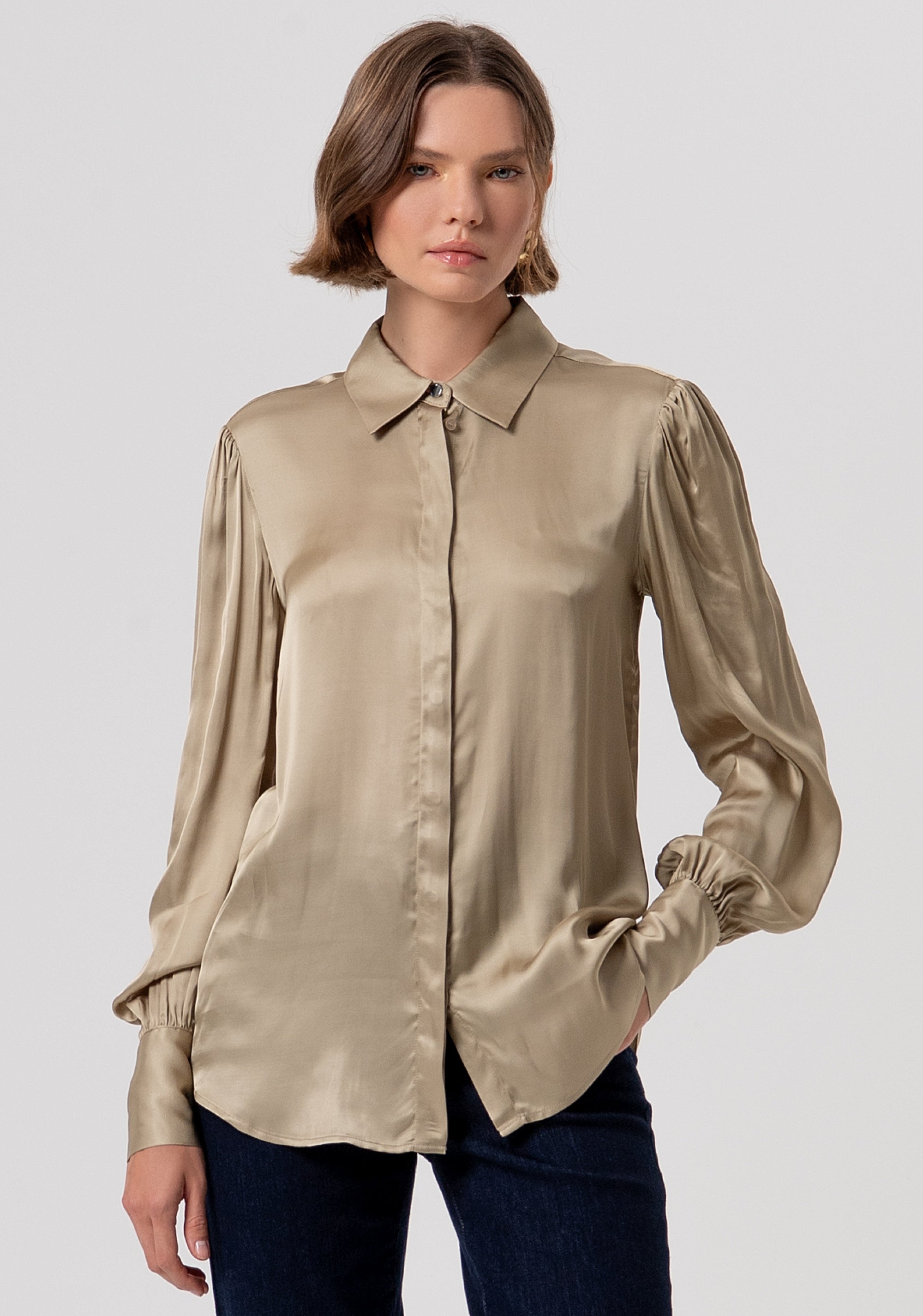 Camicia regular in raso con seta FR26ST6024W58401-208 Fracomina