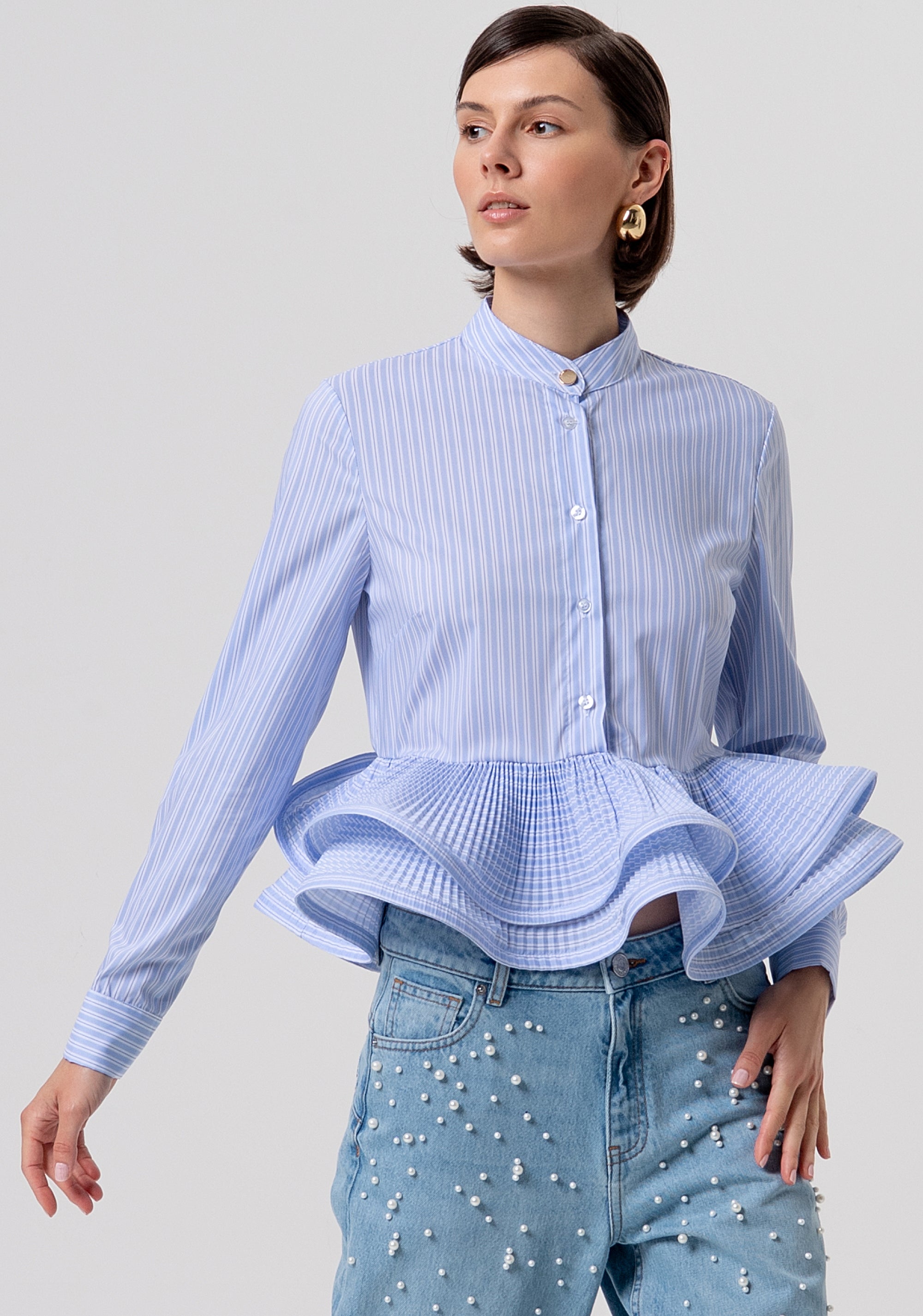 Camicia regular in popeline a righe FR26ST6038W697N8-I24 Fracomina