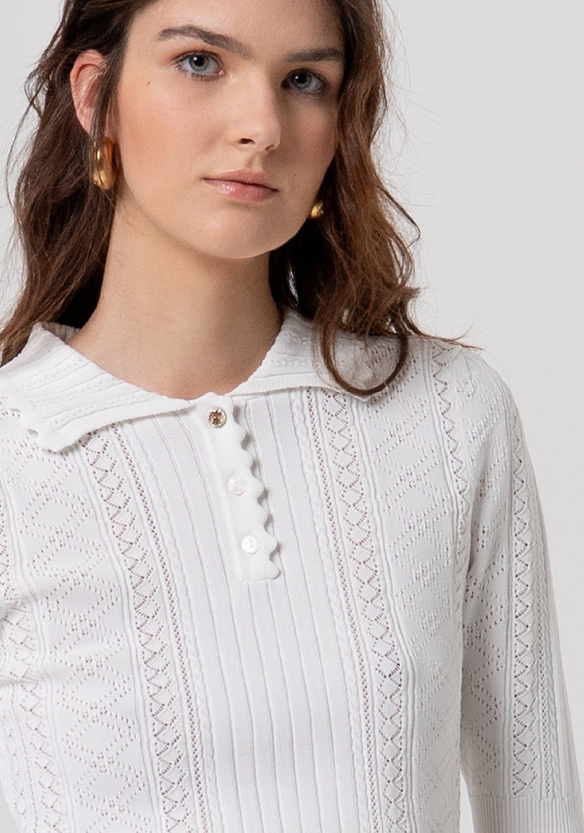 Polo slim in maglia con trafori FR26ST7013K41601-108 Fracomina