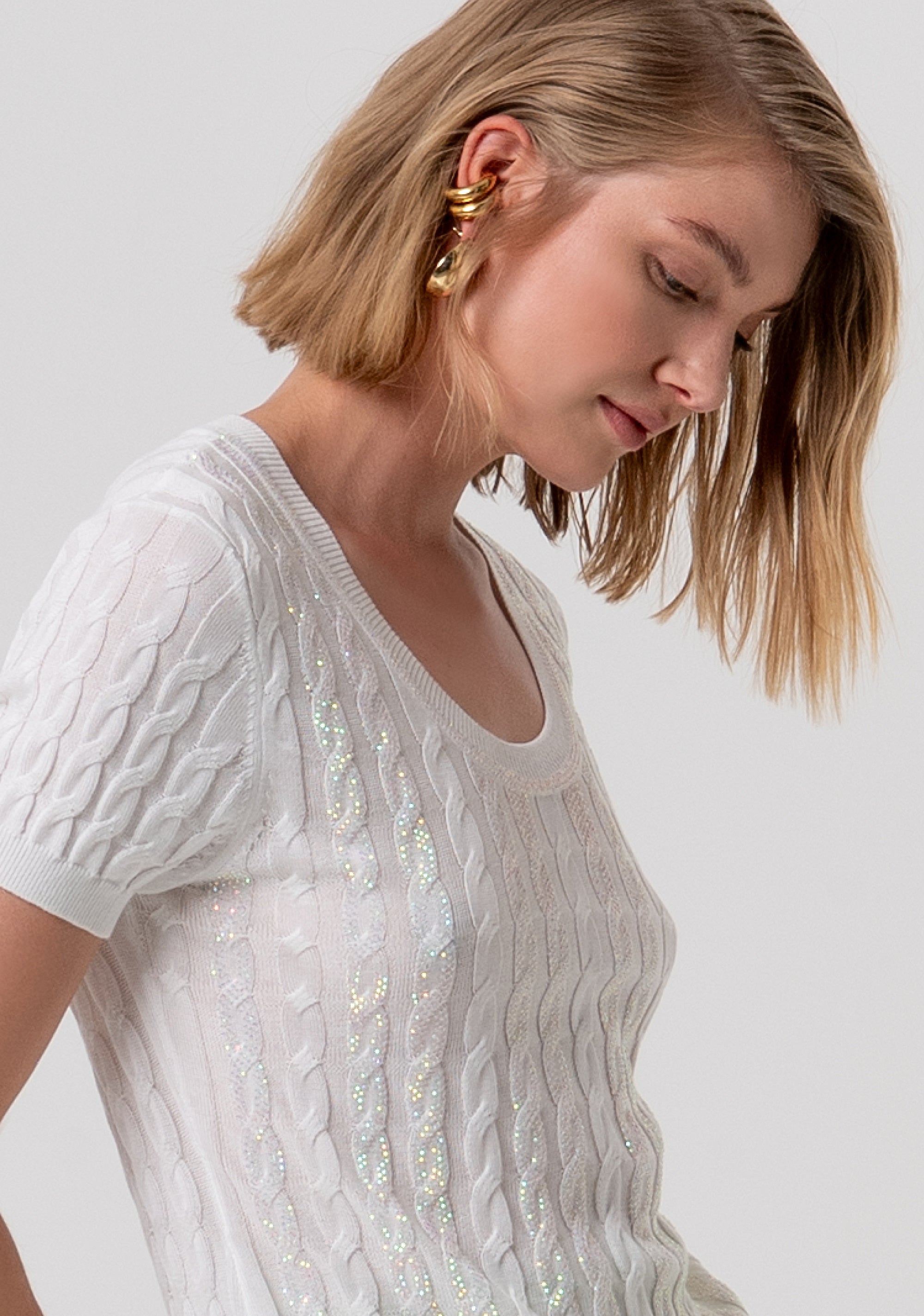 Maglia regular con punto treccia FR26ST7031K547R9-108 Fracomina