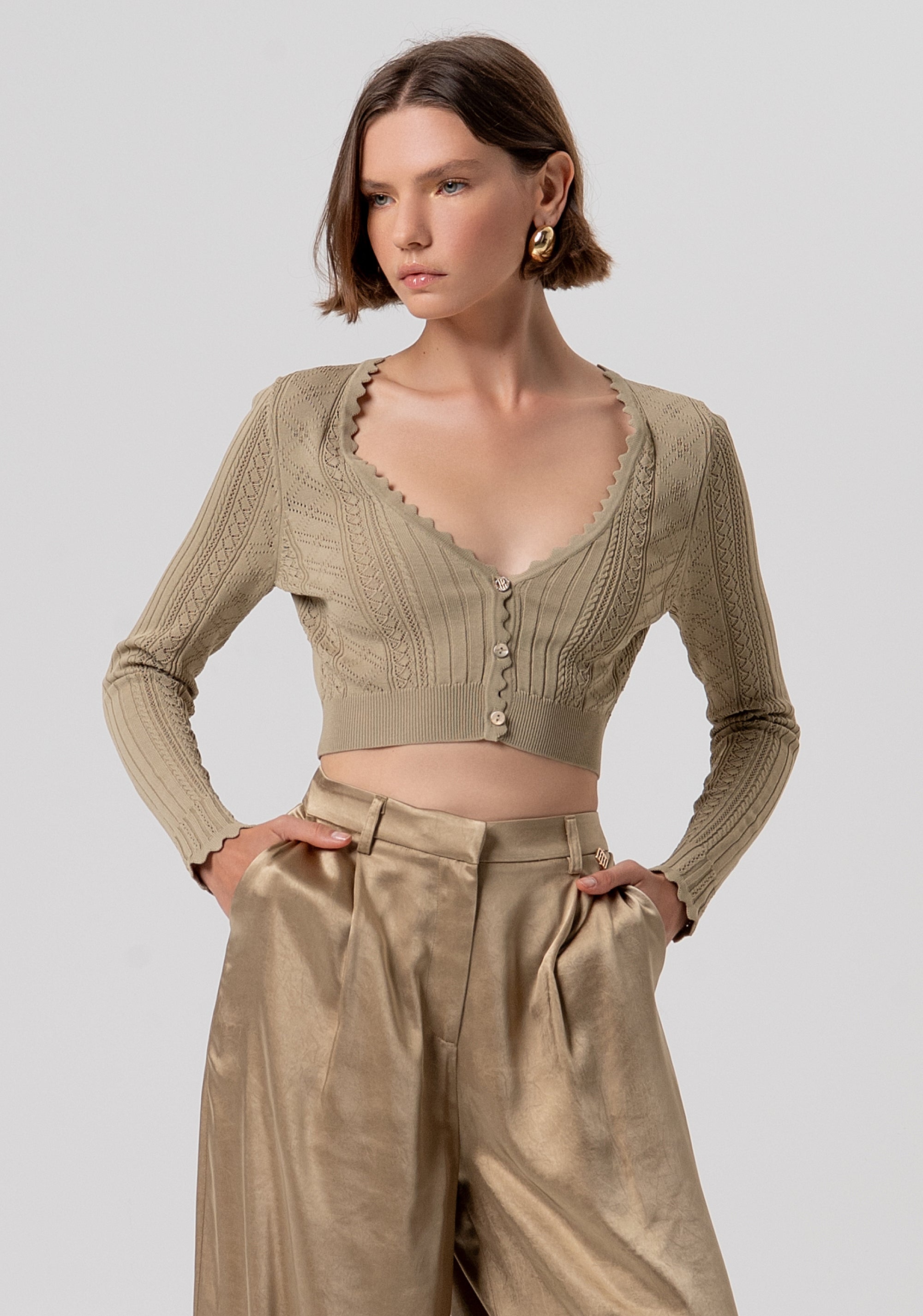 Cardigan cropped in maglia traforata FR26ST8004K41601-208 Fracomina