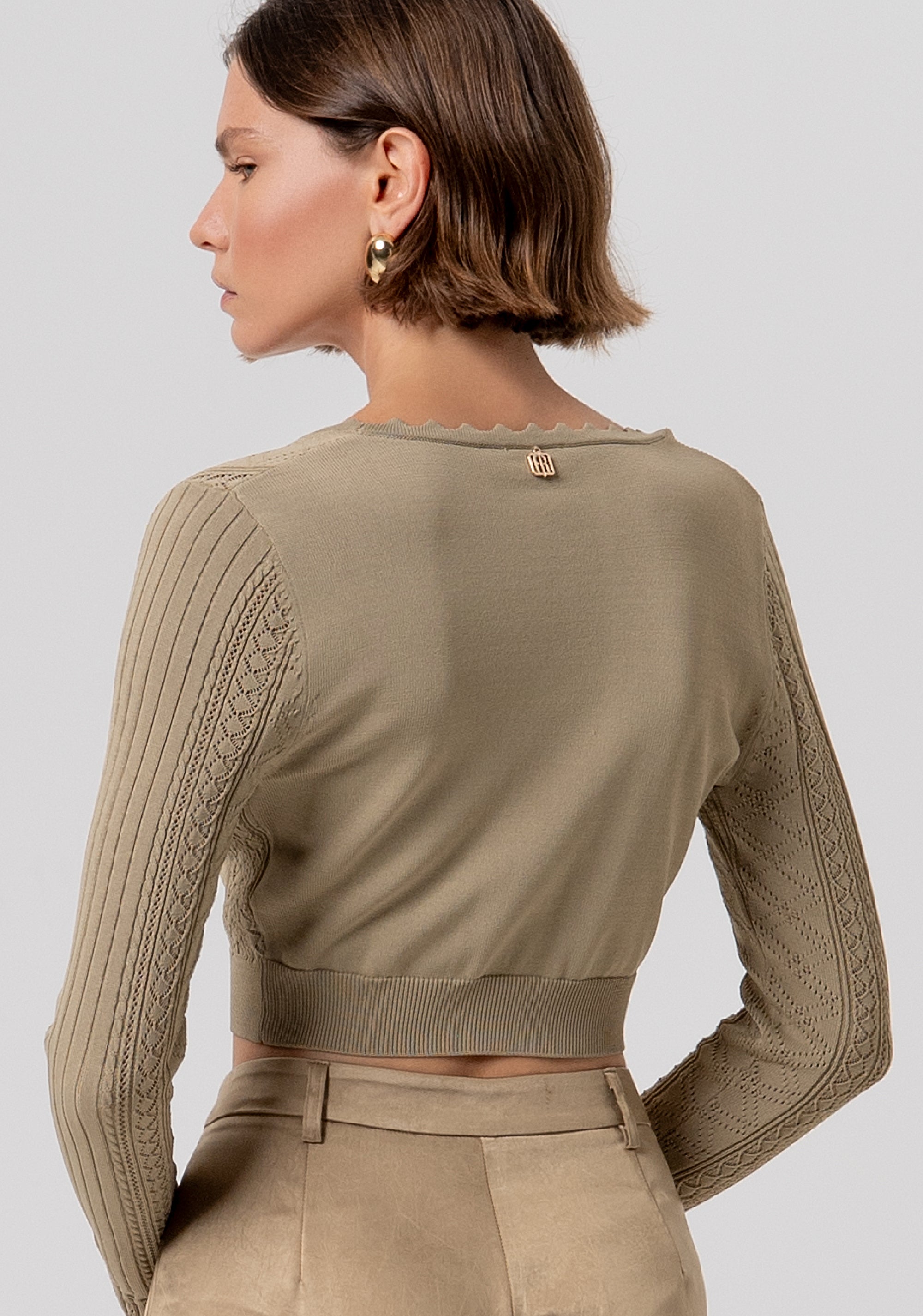 Cardigan cropped in maglia traforata FR26ST8004K41601-208 Fracomina