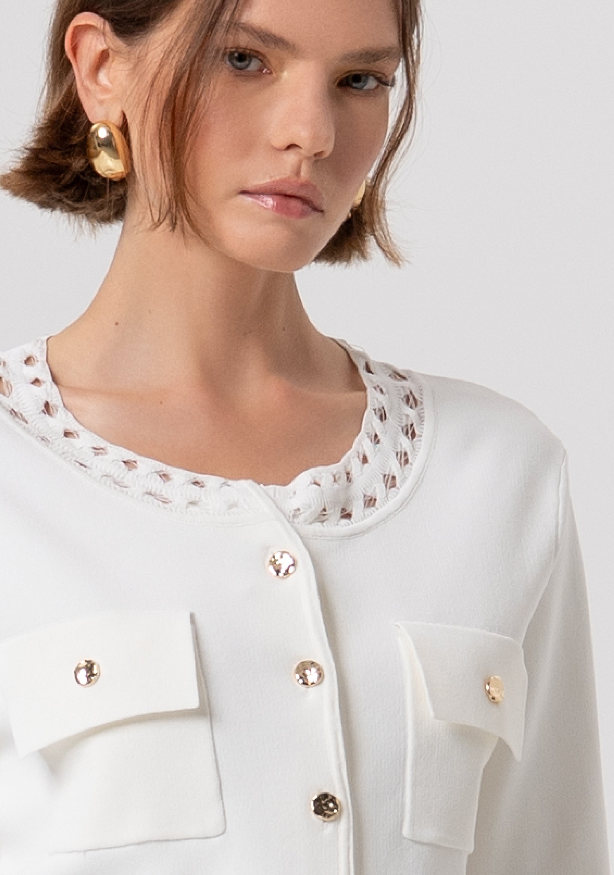 Cardigan regular con inserti in pizzo FR26ST8010K52401-108 Fracomina