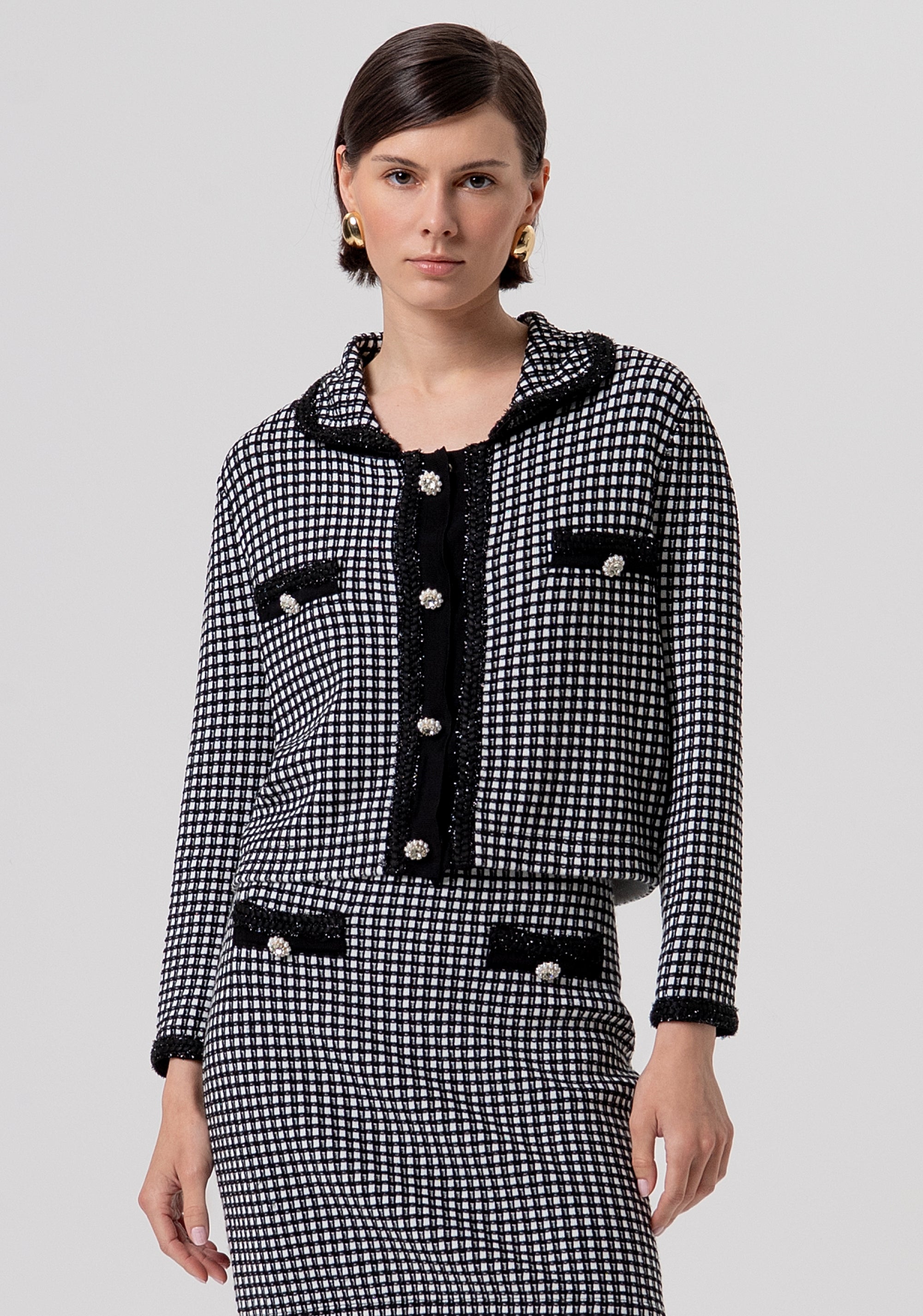 Cardigan regular in tweed FR26ST8011K459S9-054 Fracomina