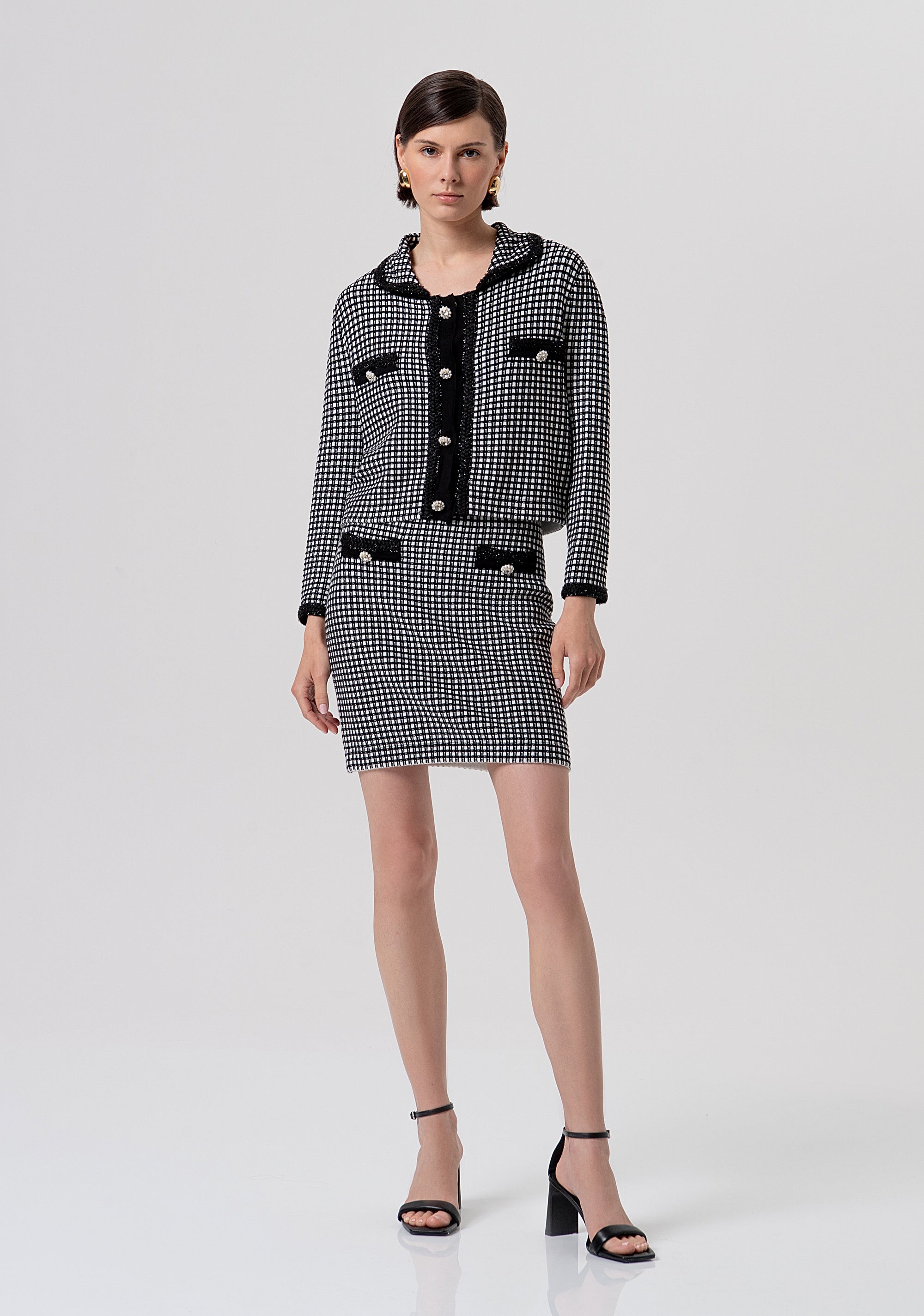 Cardigan regular in tweed FR26ST8011K459S9-054 Fracomina