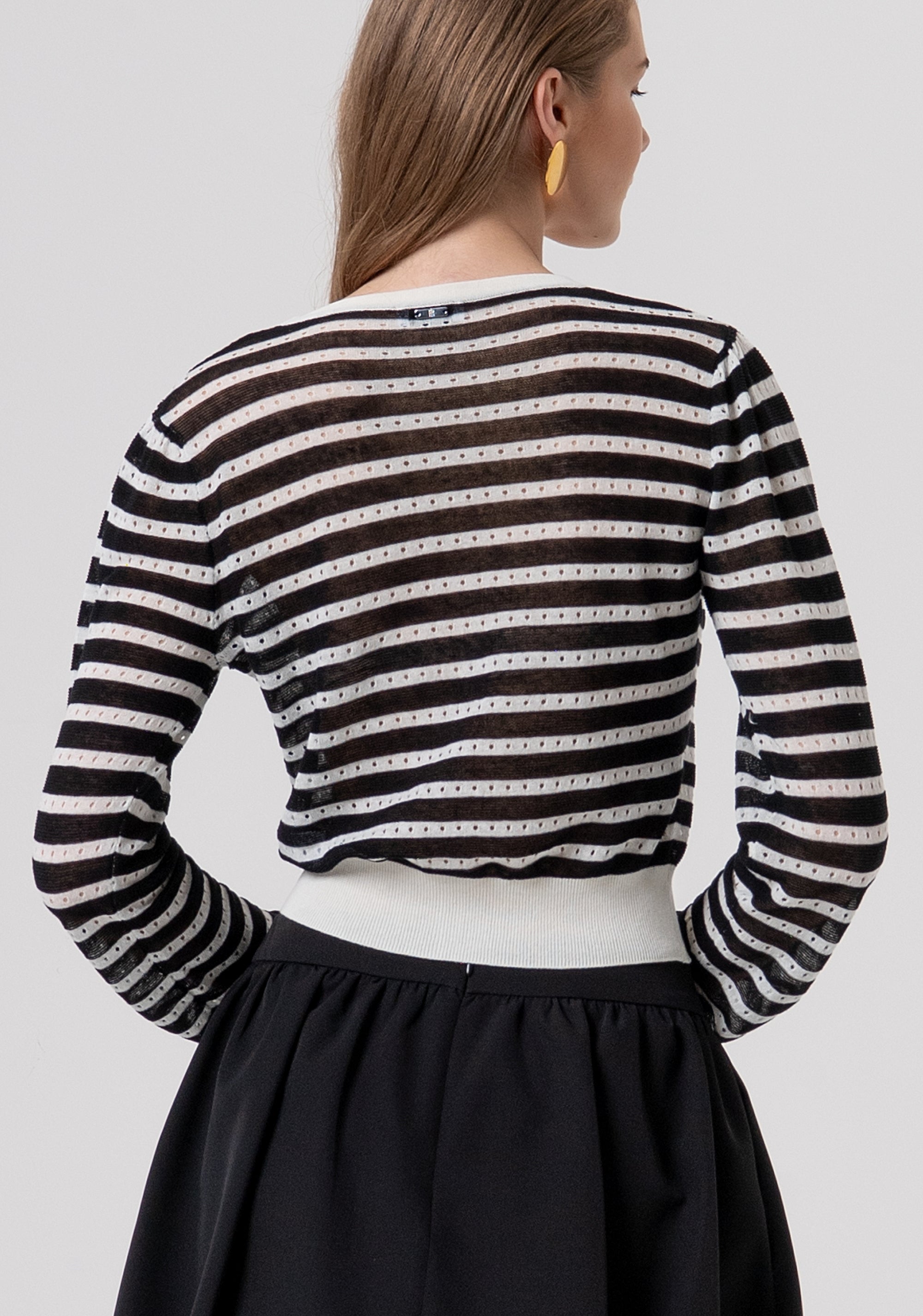 Cardigan cropped a righe FR26ST8013K408N8-109 Fracomina