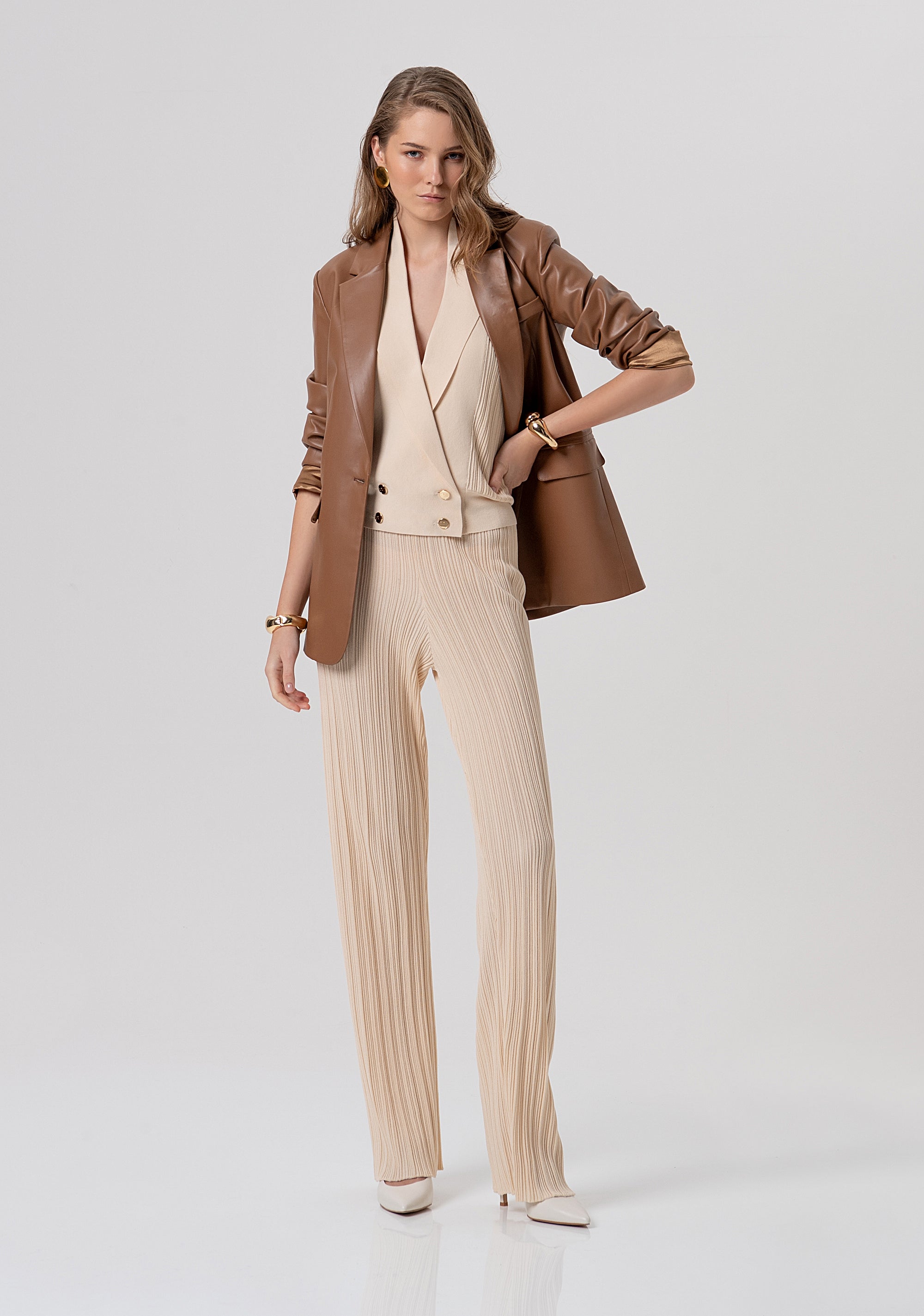 Pantalone regular in maglia plissettata FR26SV3020K41801-B59 Fracomina
