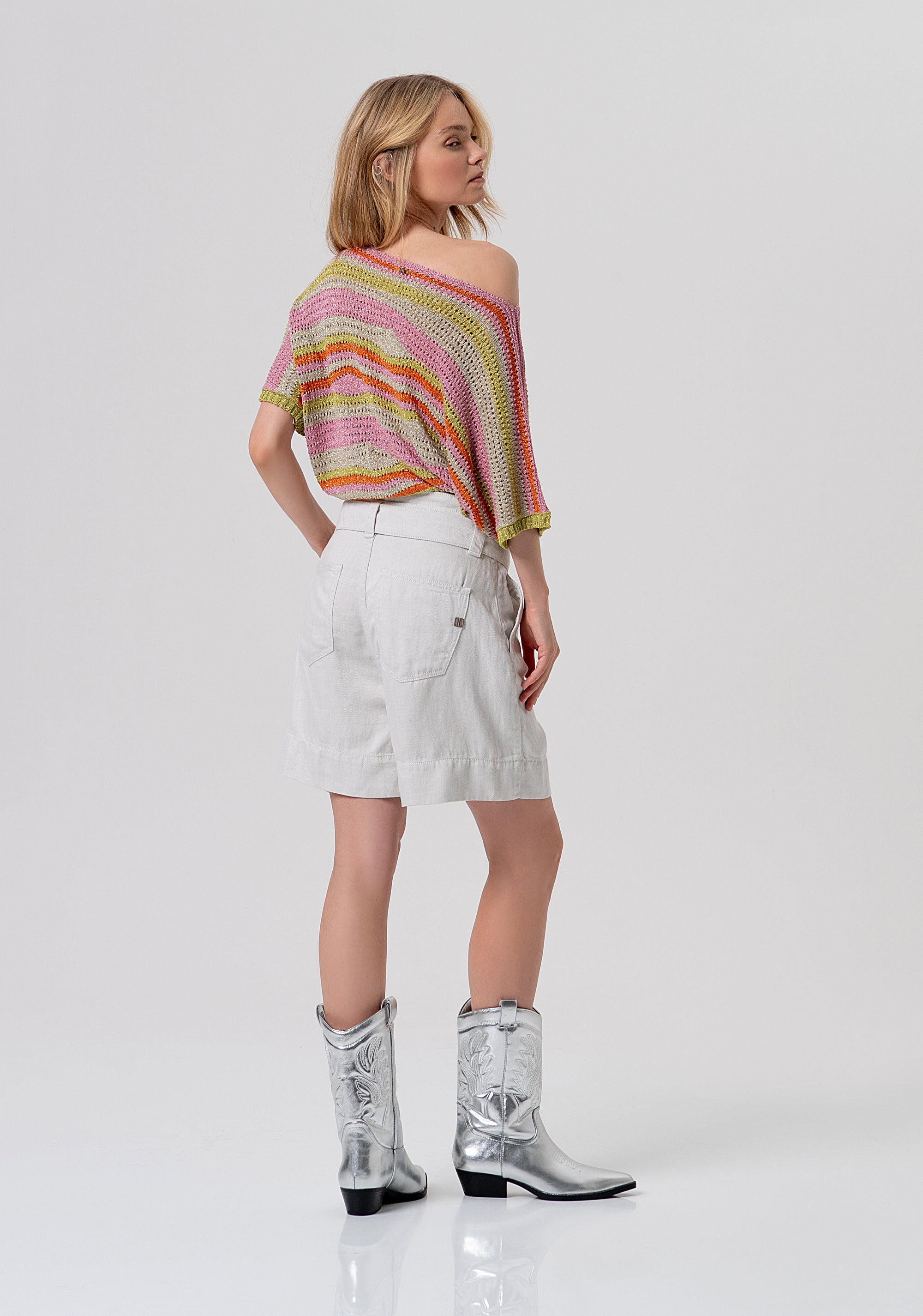 Pantaloncini flare in lyocell e lino FR26SV6021W82601-737 Fracomina