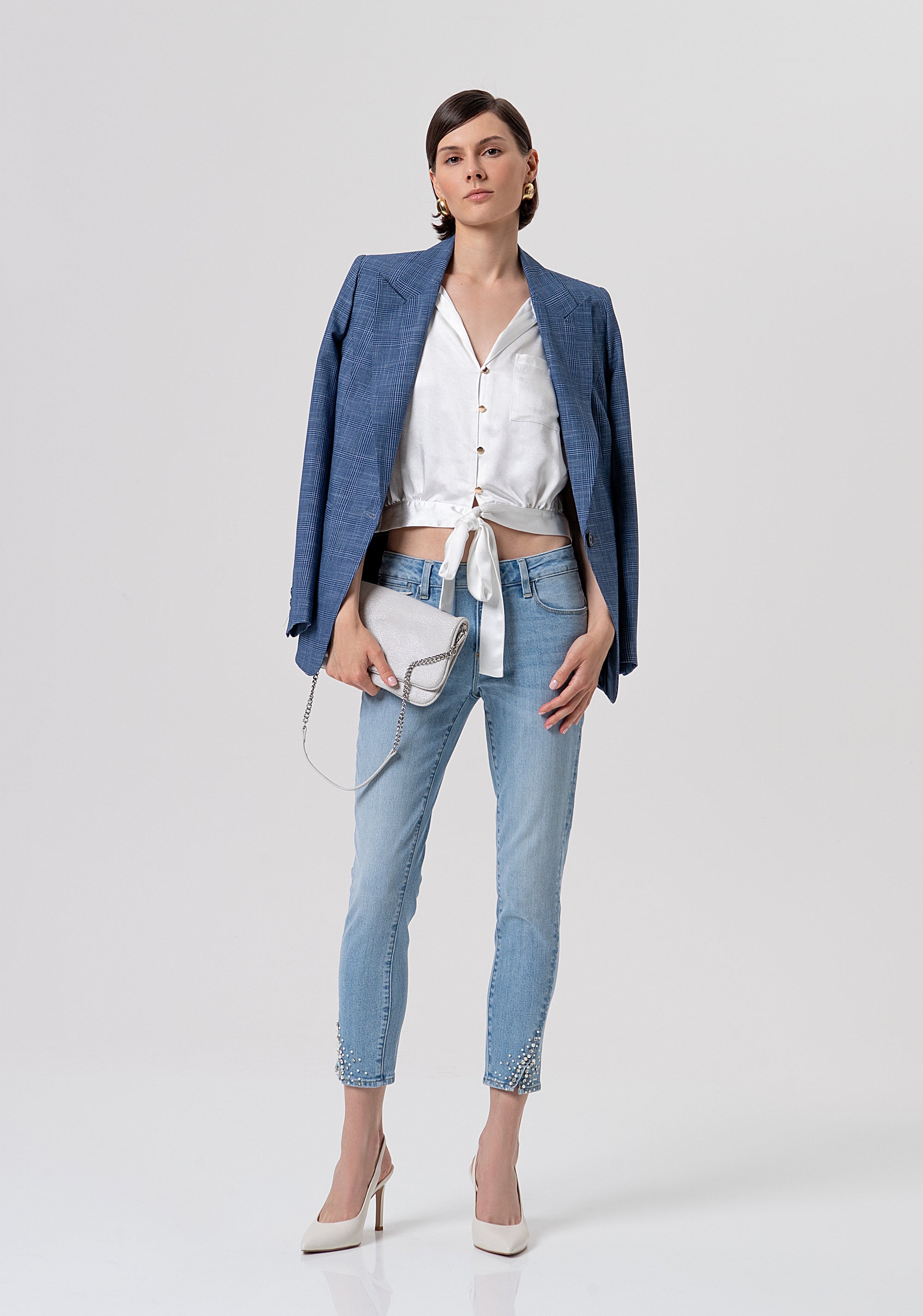 Jeans slim effetto push up in denim con lavaggio chiaro FR26SV9002D40103-062 Fracomina