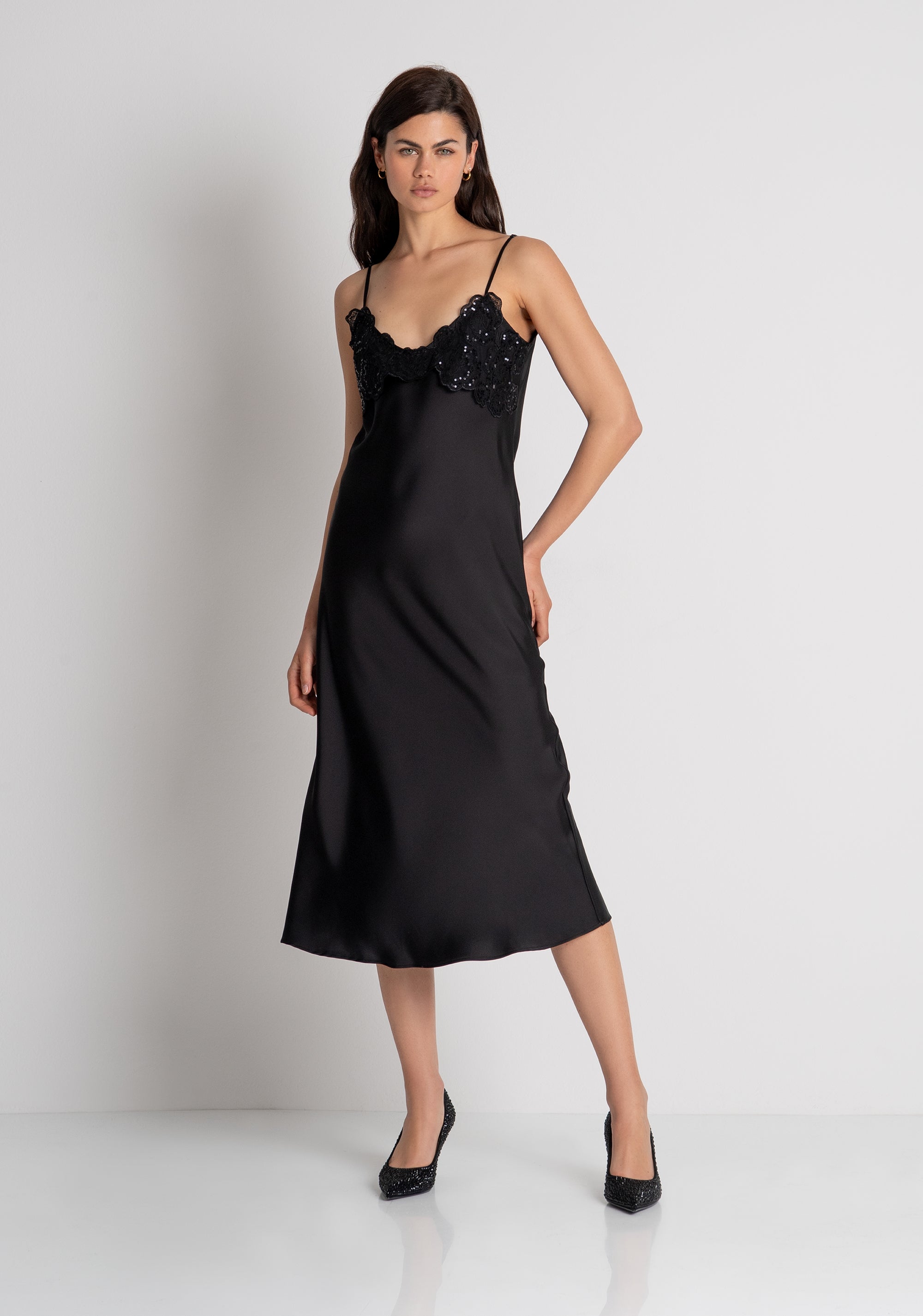 Abito sottoveste midi senza maniche in raso FR26WD2016W41101 FRACOMINA