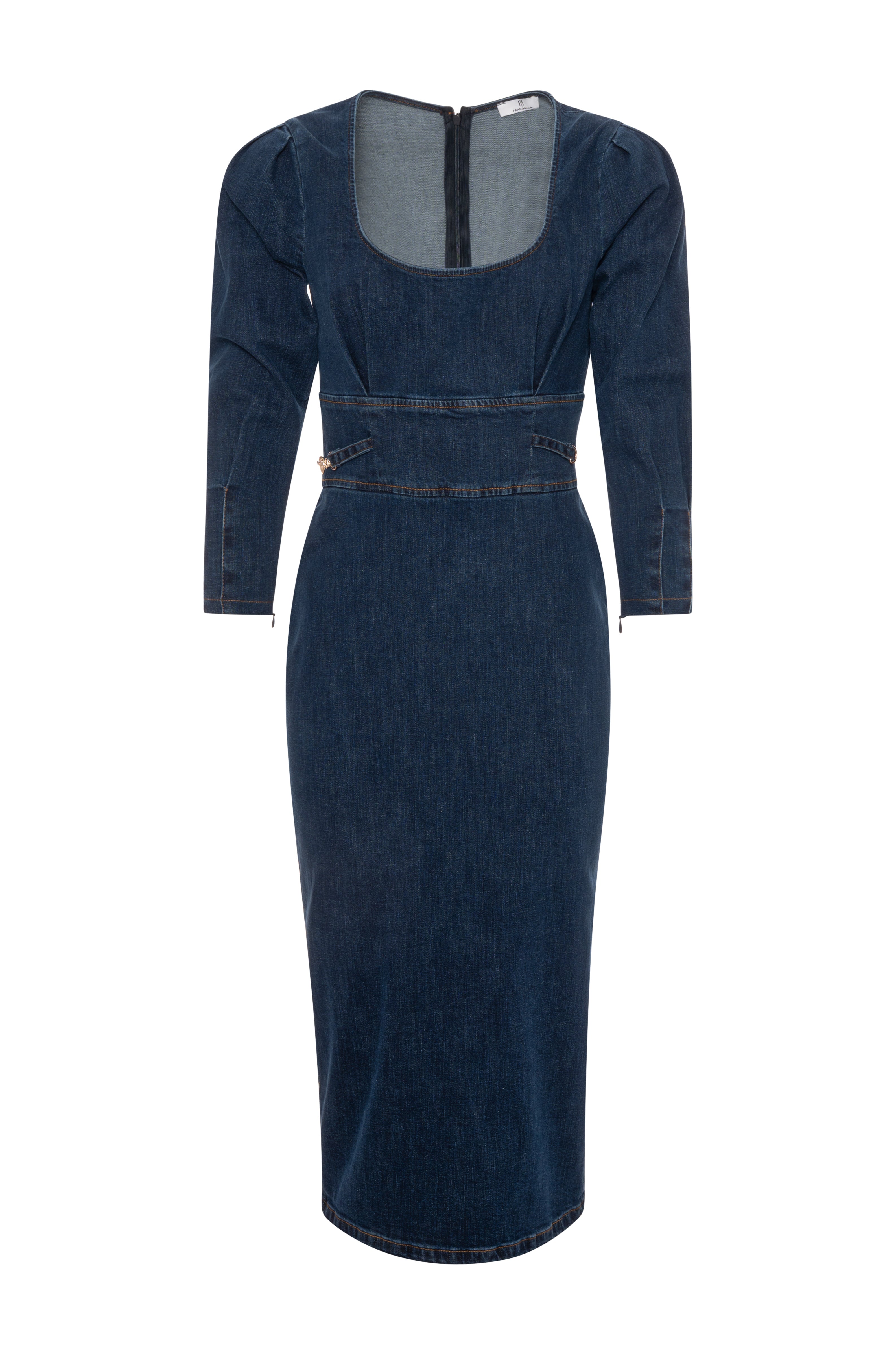 Abito slim midi in denim con lavaggio medio FRACOMINA — immagine 5 di 6
