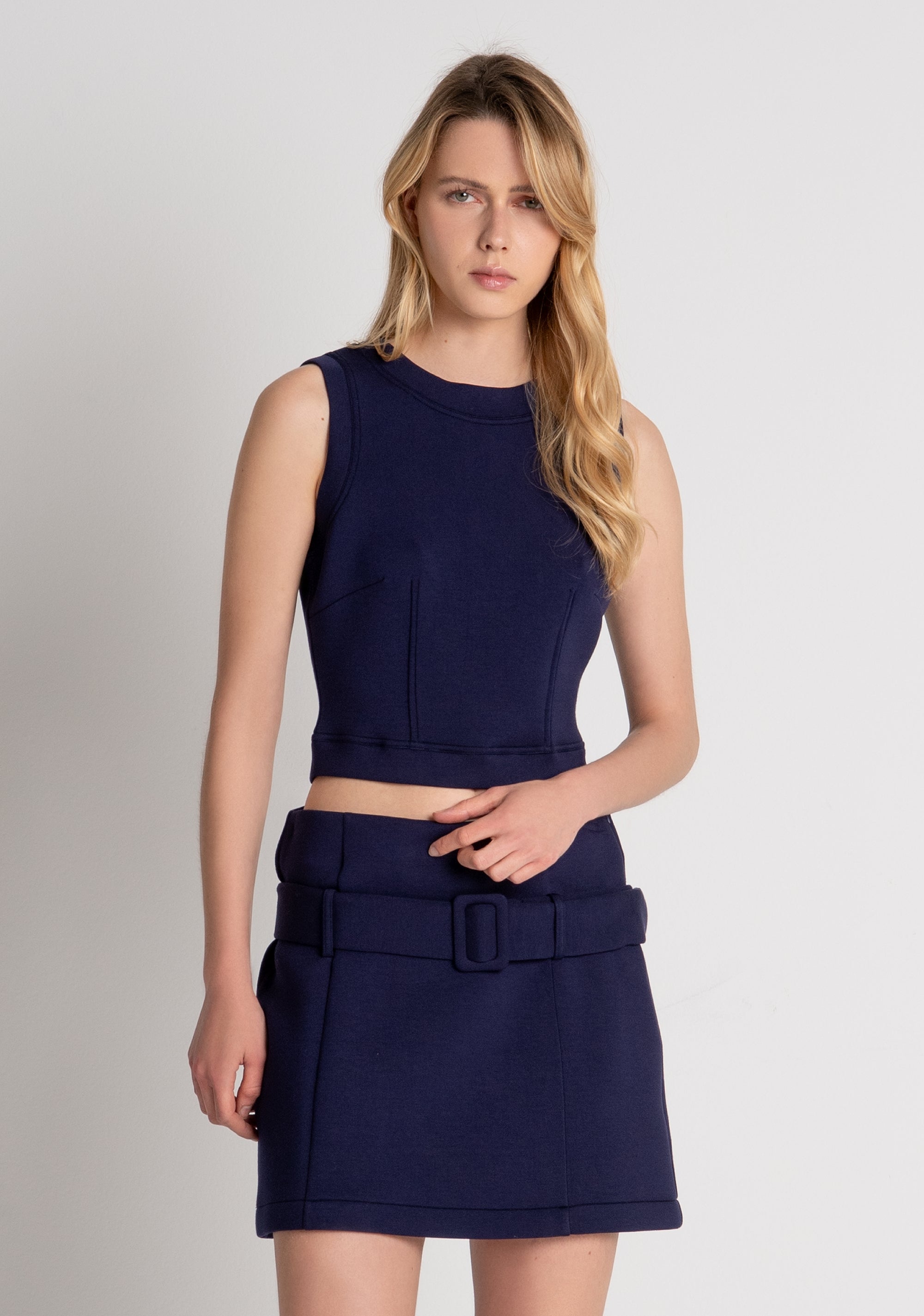Gonna slim mini in tessuto stretch FRACOMINA — immagine 2 di 5
