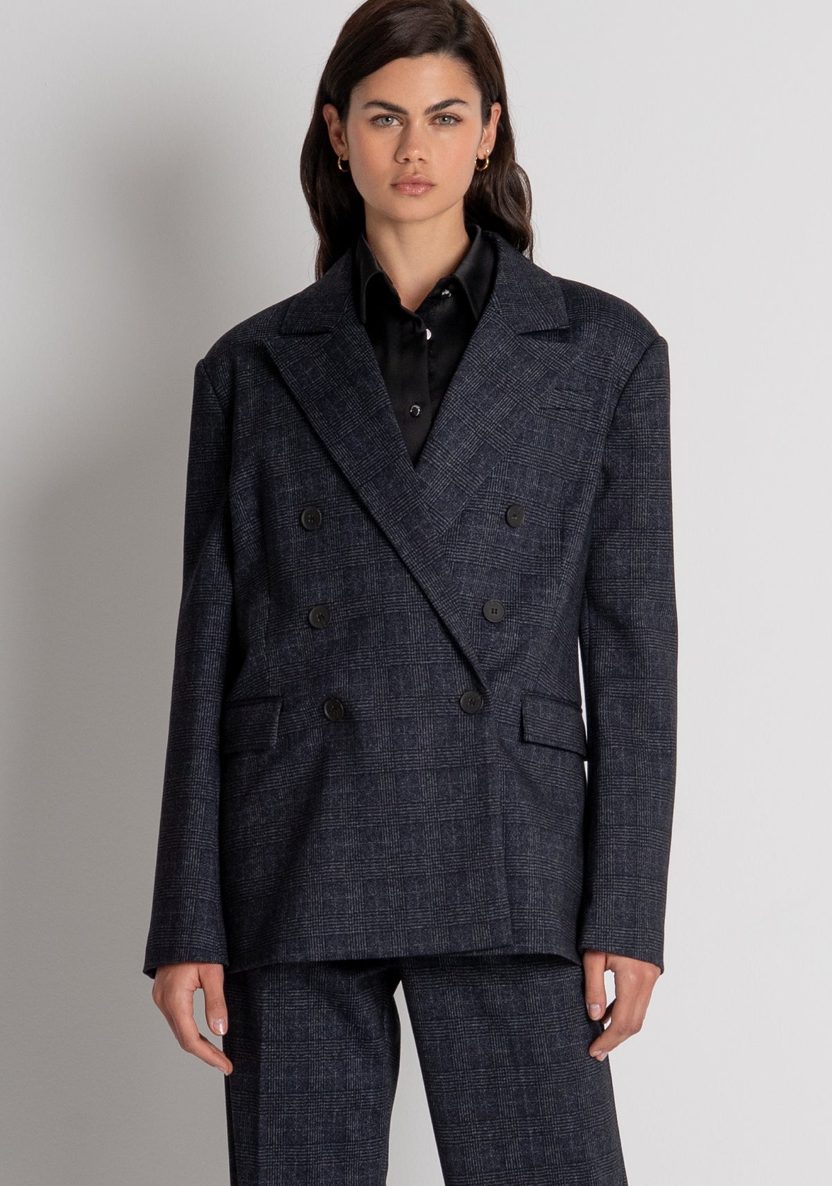 Blazer regular doppiopetto in tessuto Principe di Galles FR26WJ3010W575O2 FRACOMINA
