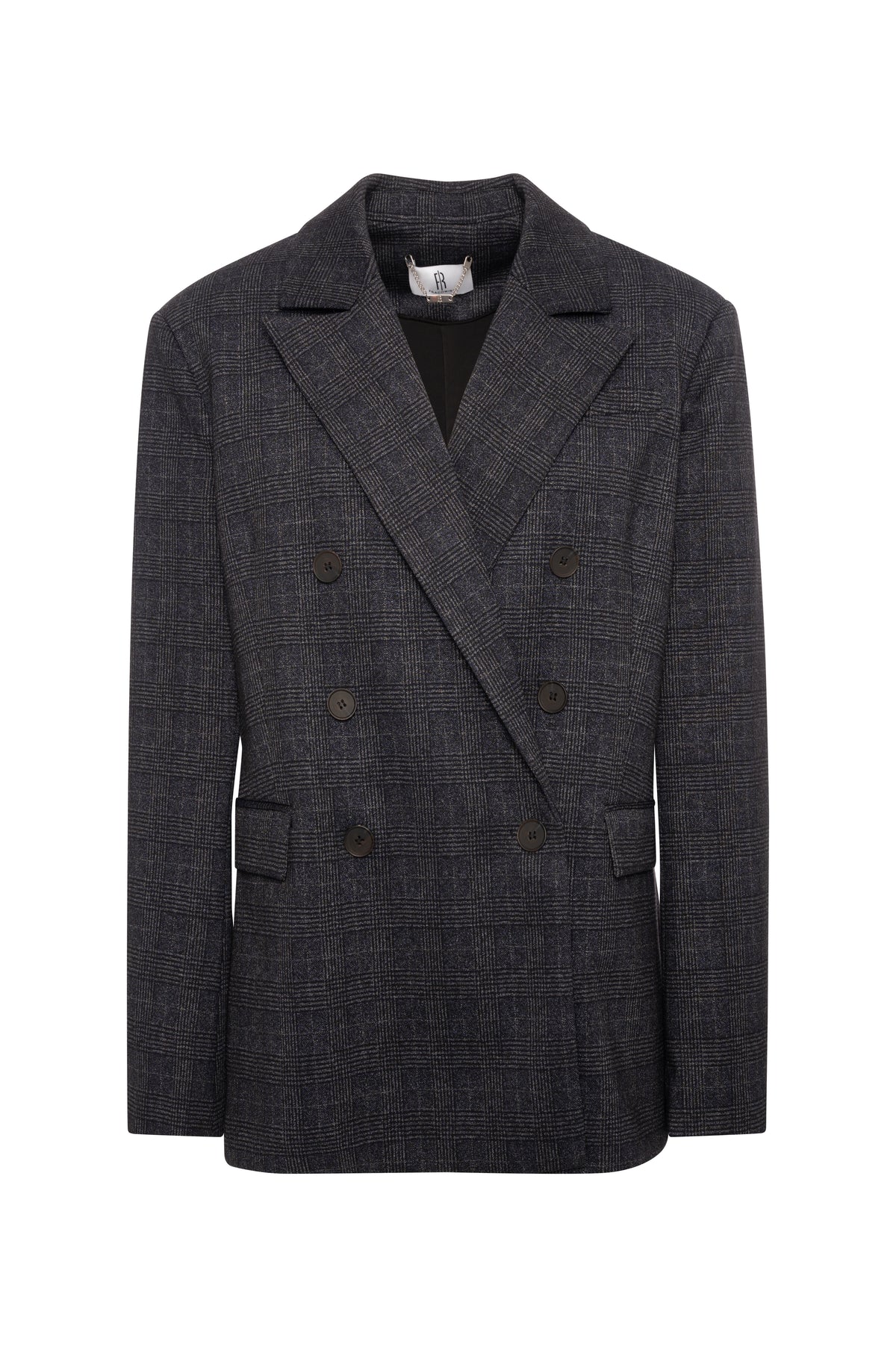 Blazer regular doppiopetto in tessuto Principe di Galles FR26WJ3010W575O2 FRACOMINA