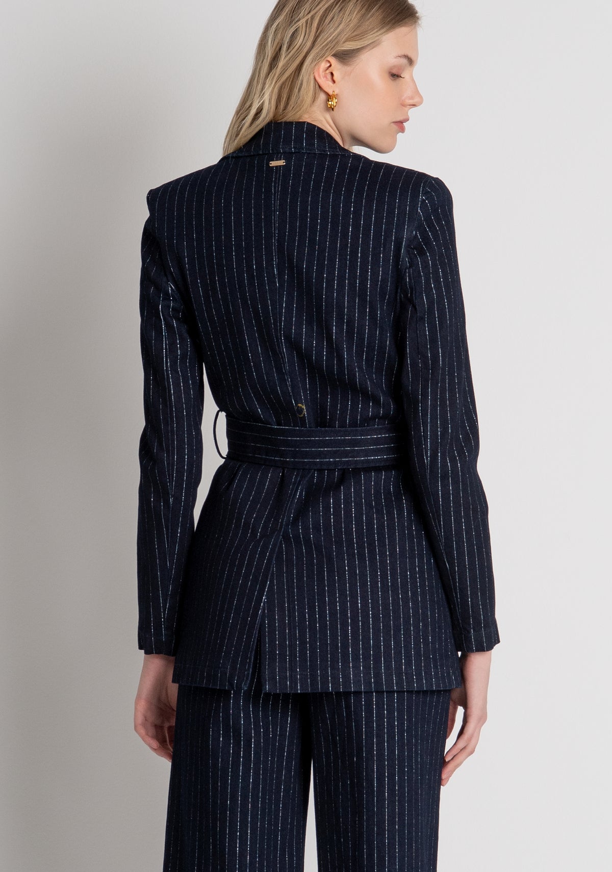 Blazer regular in denim gessato FR26WJ4013D407D4 FRACOMINA