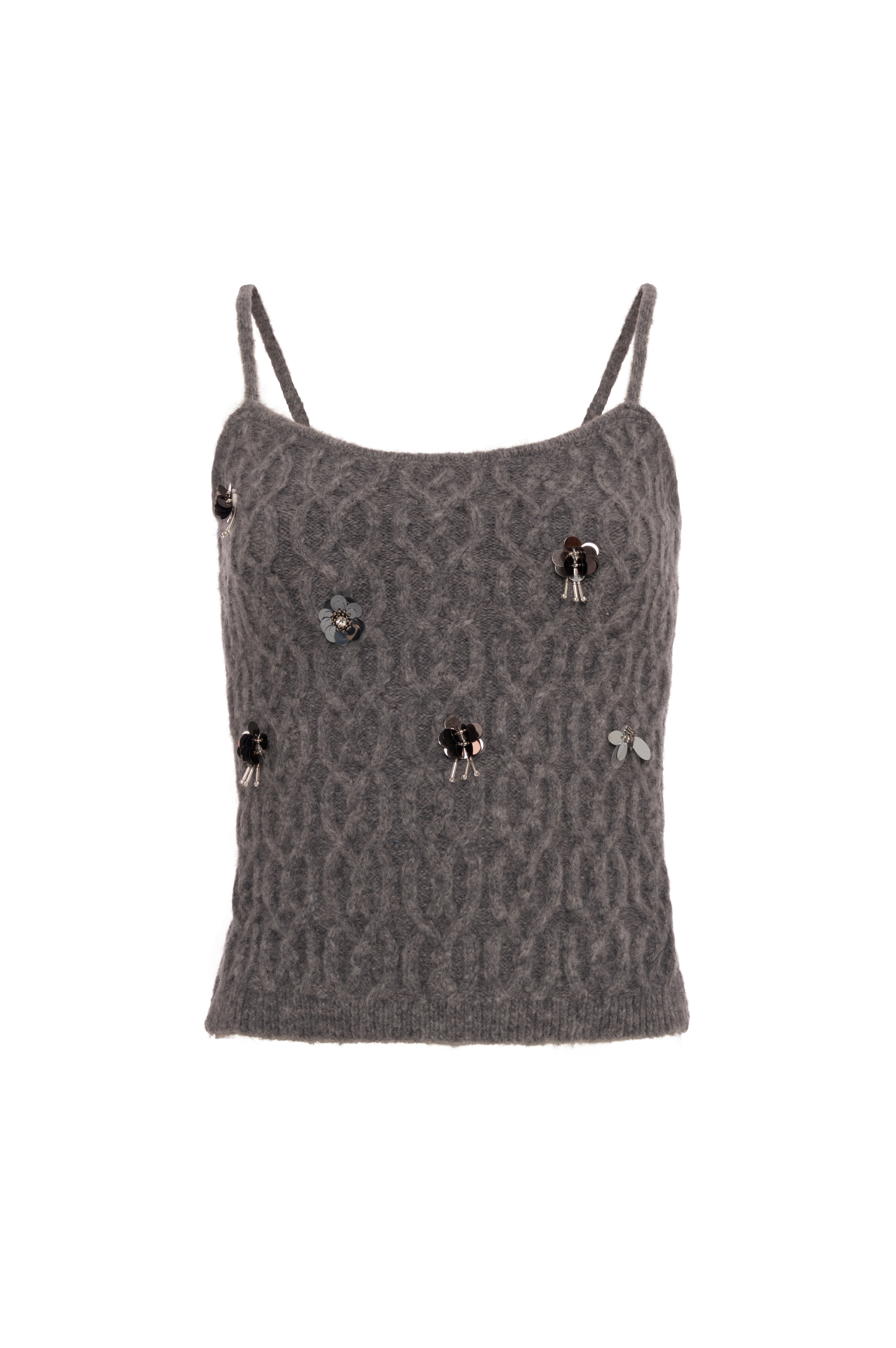 Top senza maniche in maglia con punto treccia FRACOMINA — immagine 4 di 5