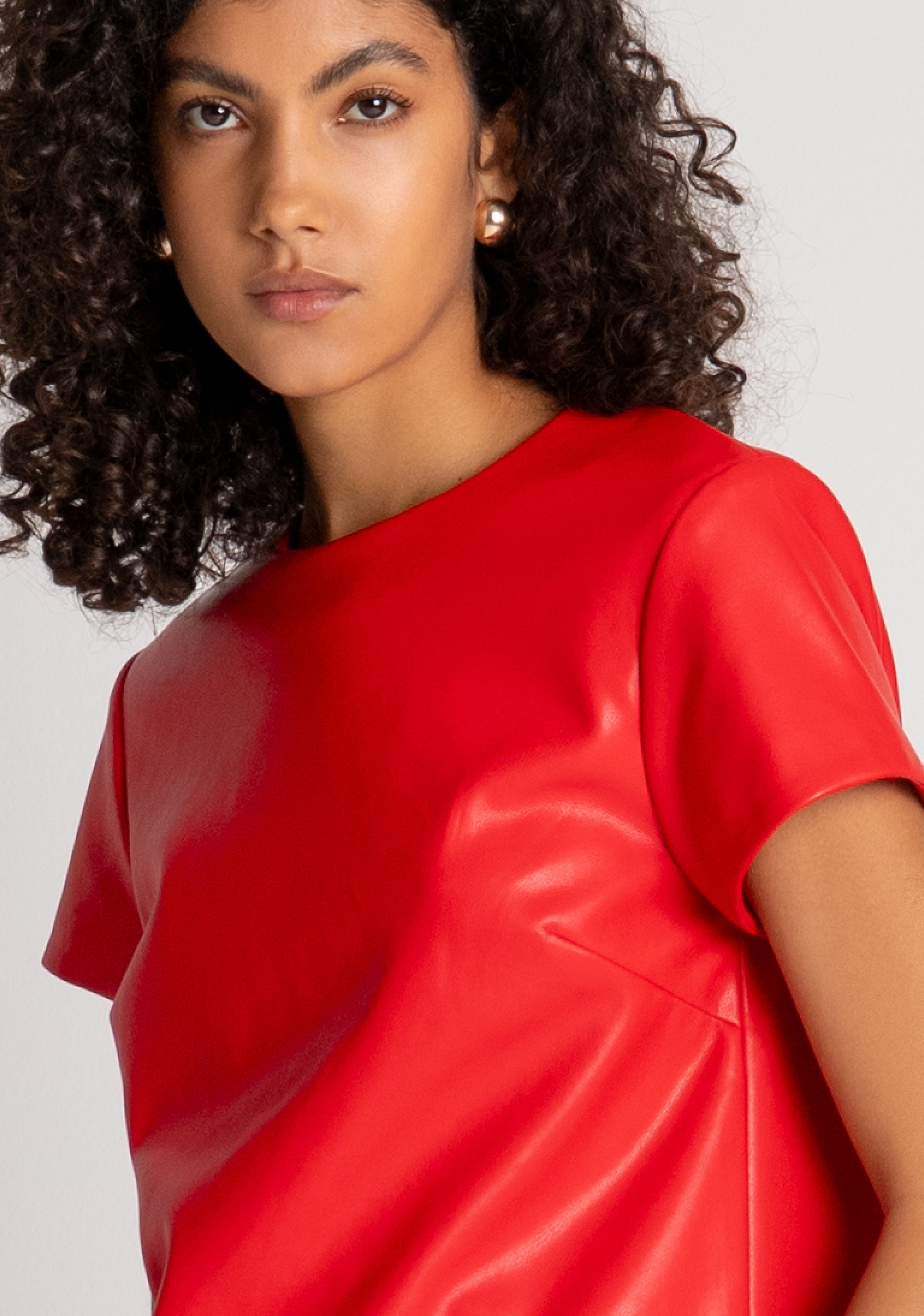 Top cropped in finta pelle FR26WT1001P41101 FRACOMINA