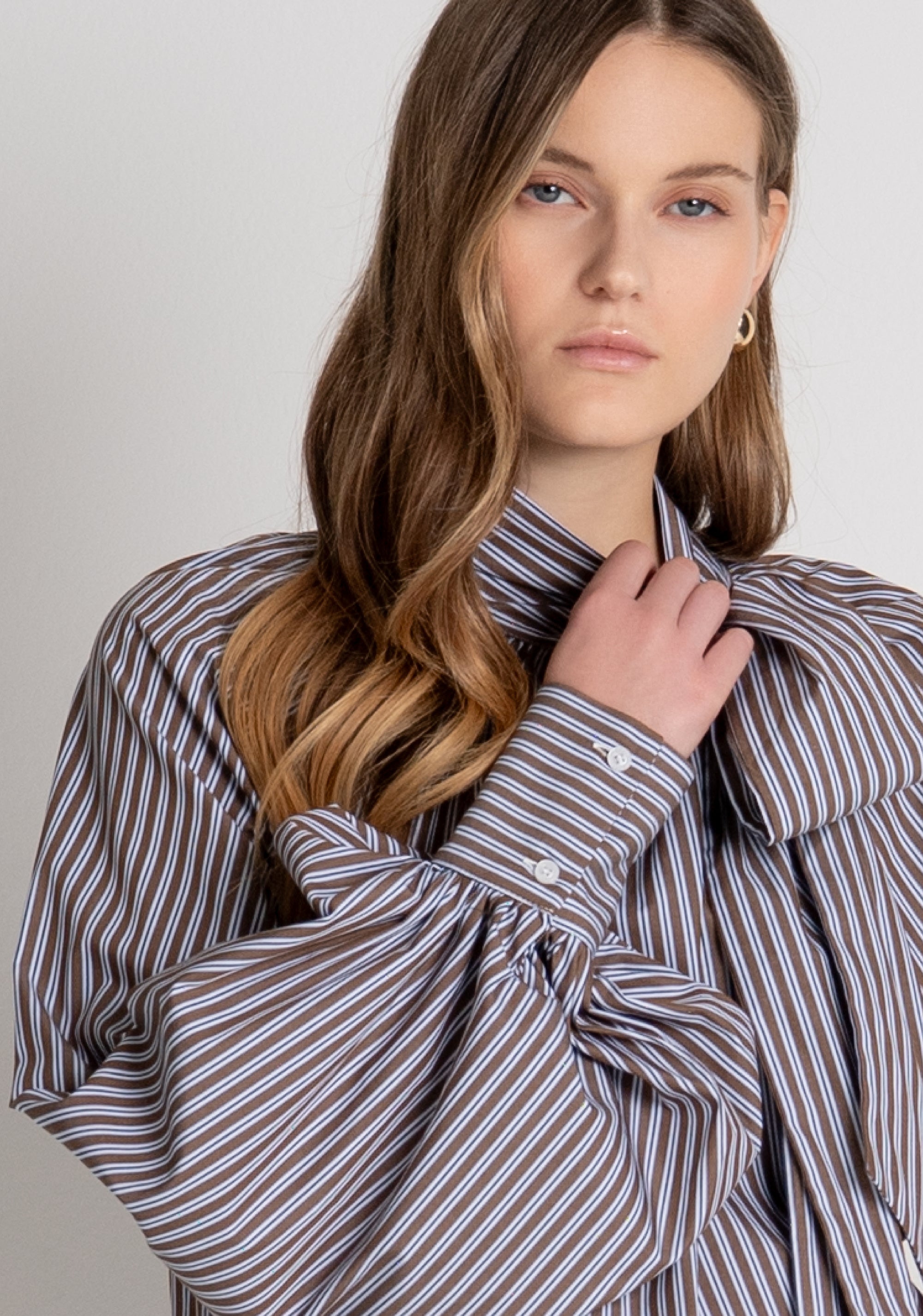 Blusa linea ad A in cotone a righe FR26WT1021W400N8 FRACOMINA