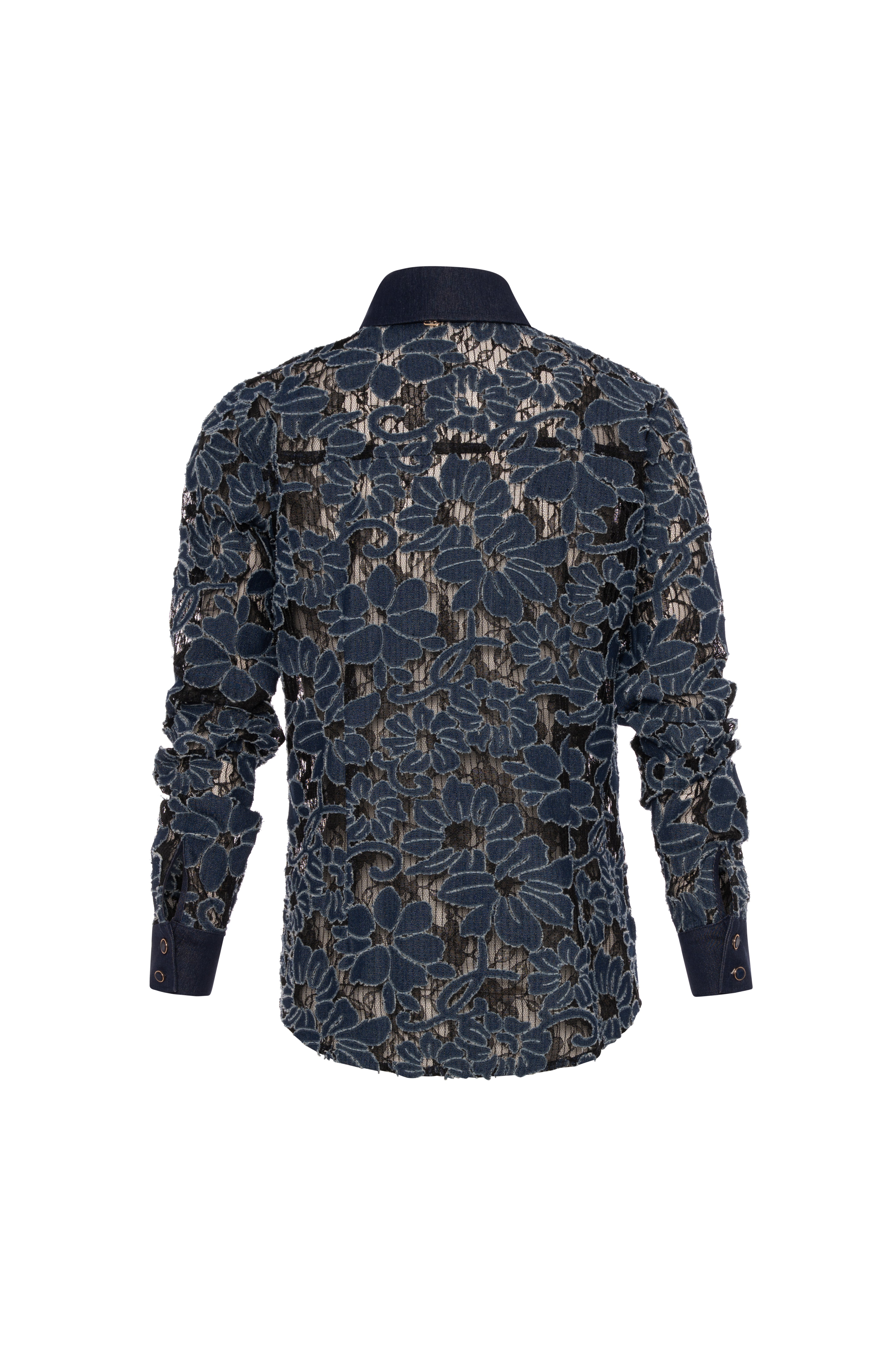 Camicia regular in denim lavorato con fiori FR26WT6022D475G1 FRACOMINA