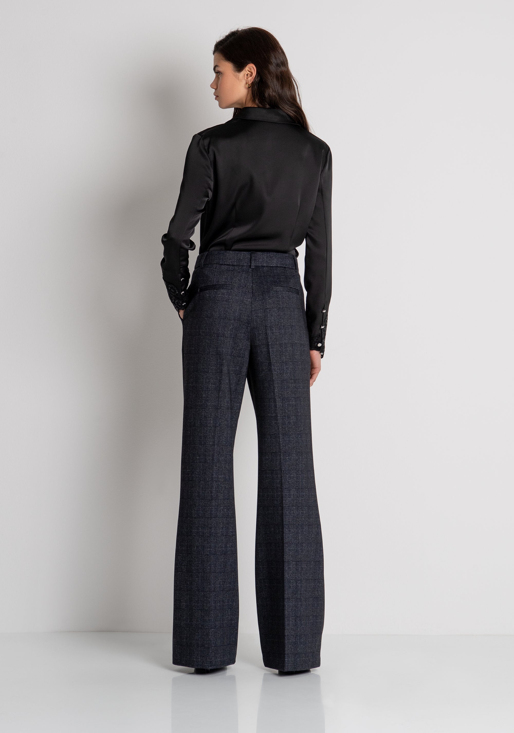 Pantalone linea dritta in tessuto in fantasia Principe di Galles FRACOMINA — immagine 3 di 5