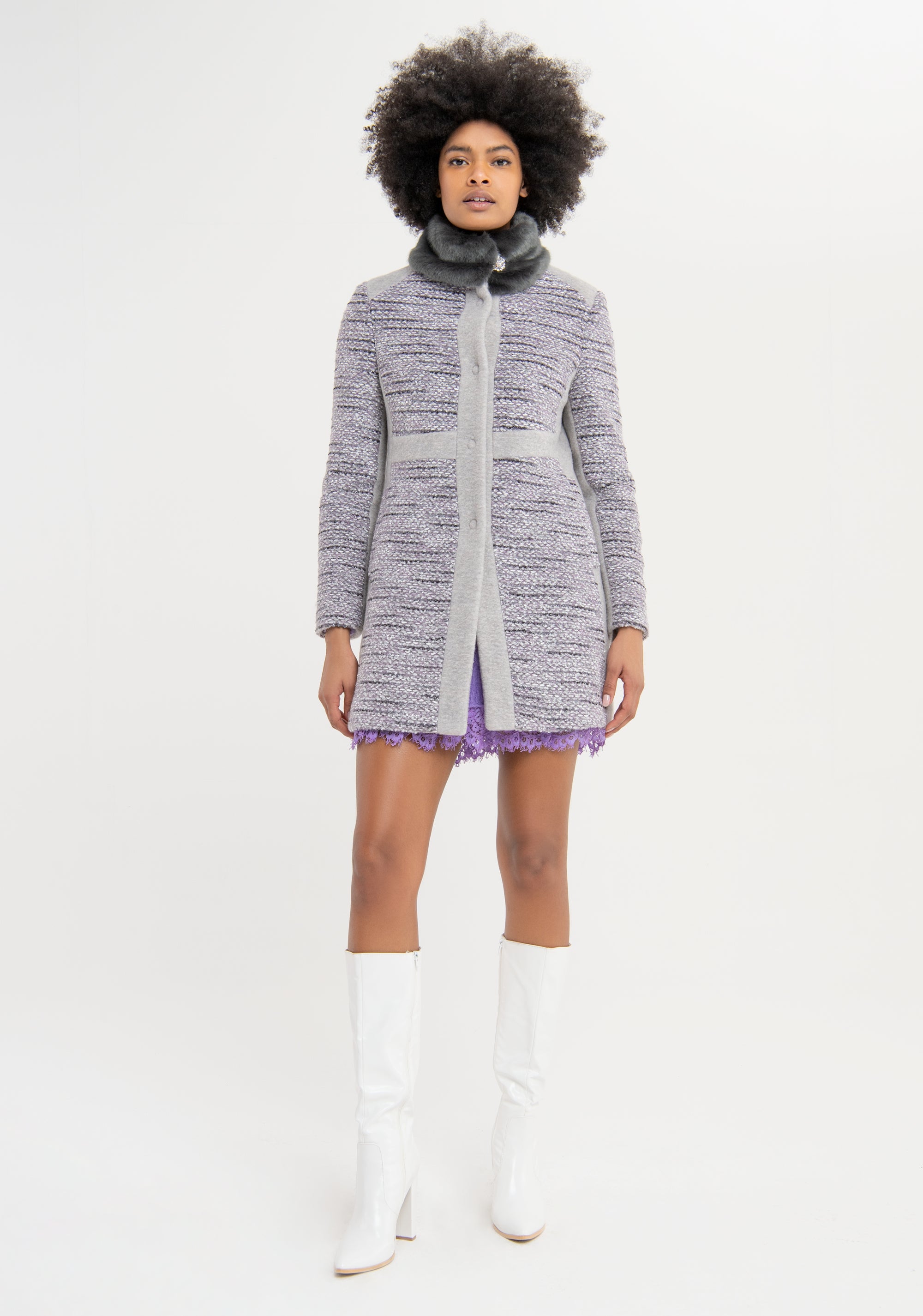 Cappotto regular in tweed FS23WC1007W57801 Fracomina
