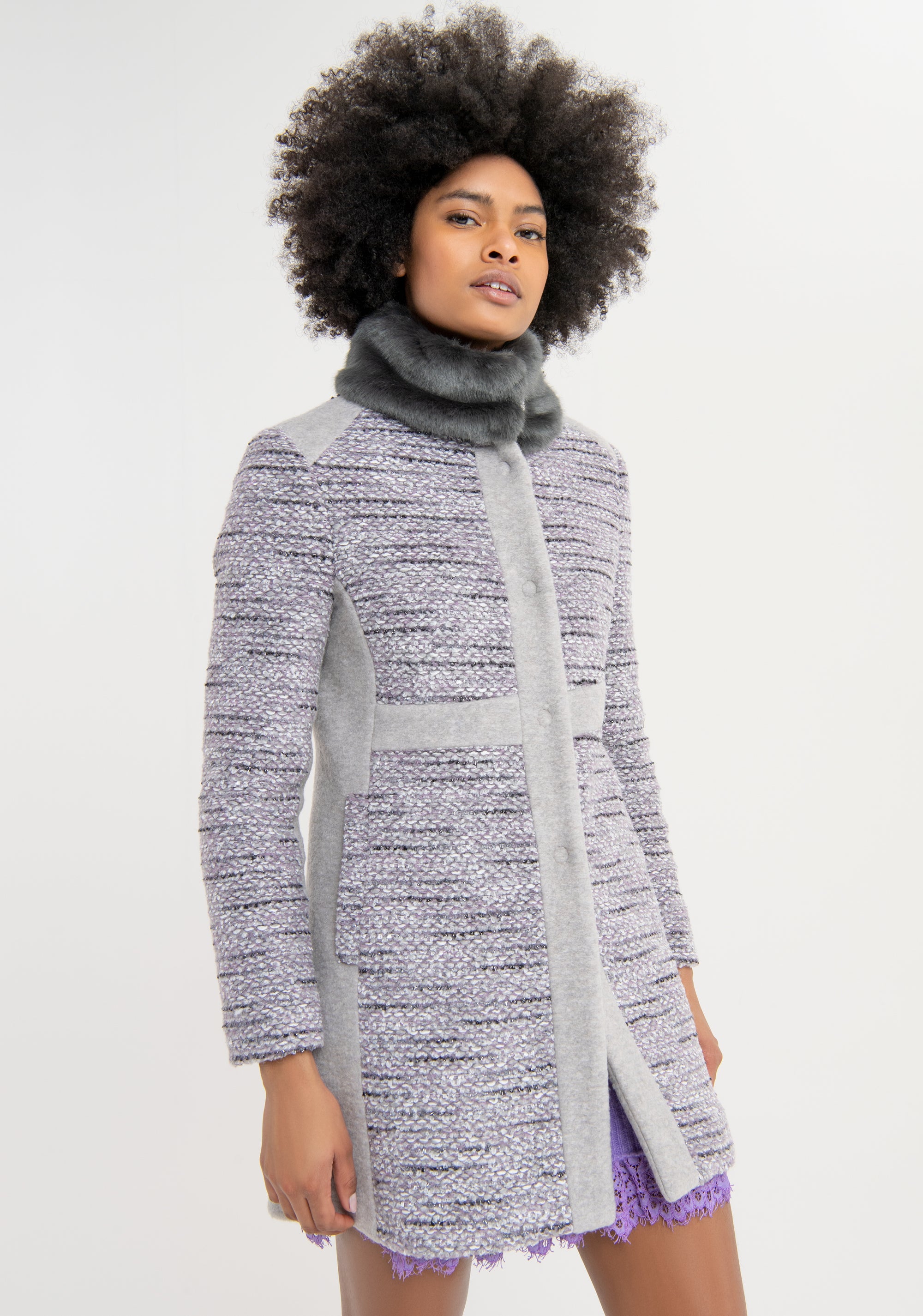 Cappotto regular in tweed FS23WC1007W57801 Fracomina