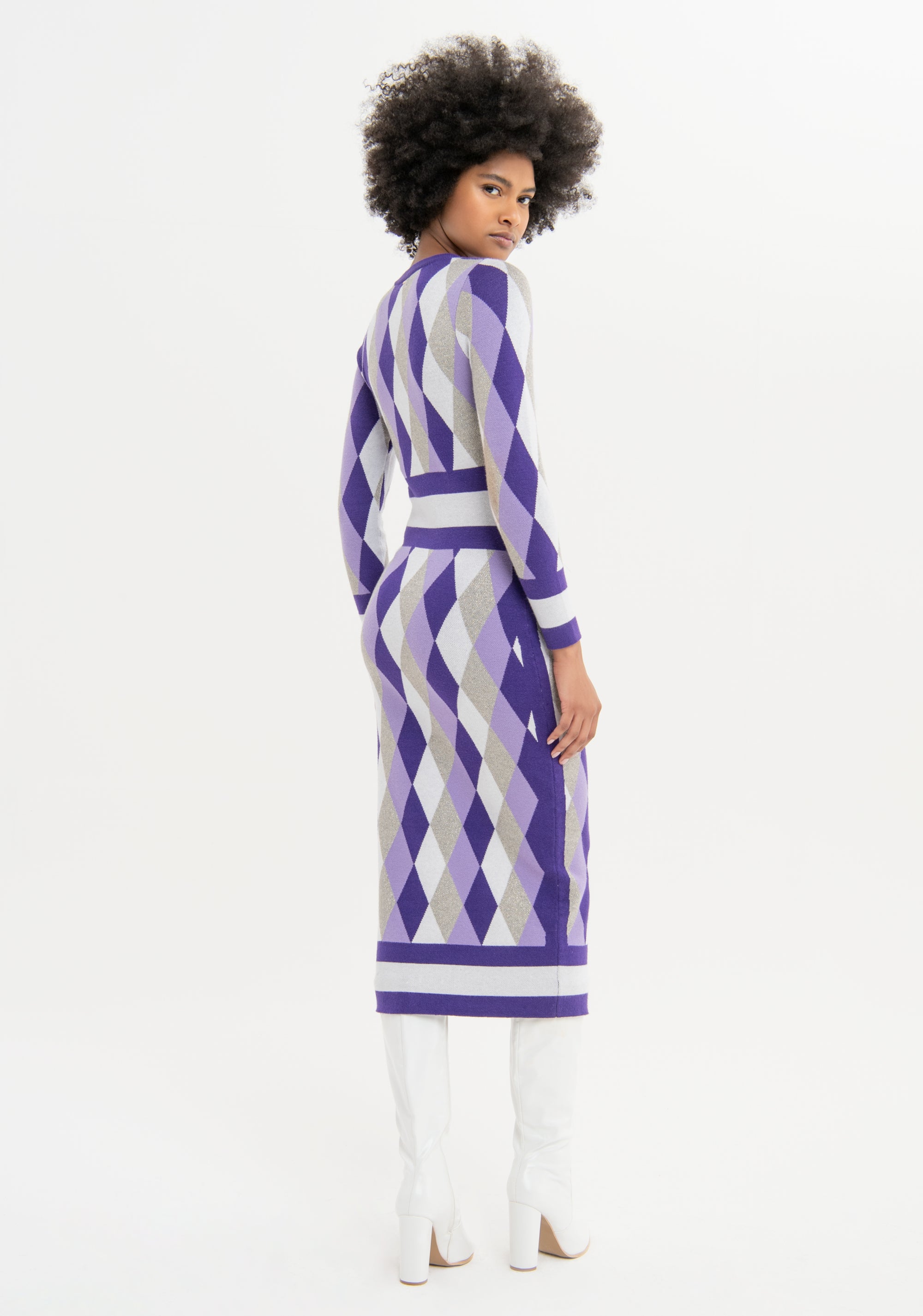 Abito slim midi in maglia con jacquard rombi FS23WD5010K503F8 Fracomina