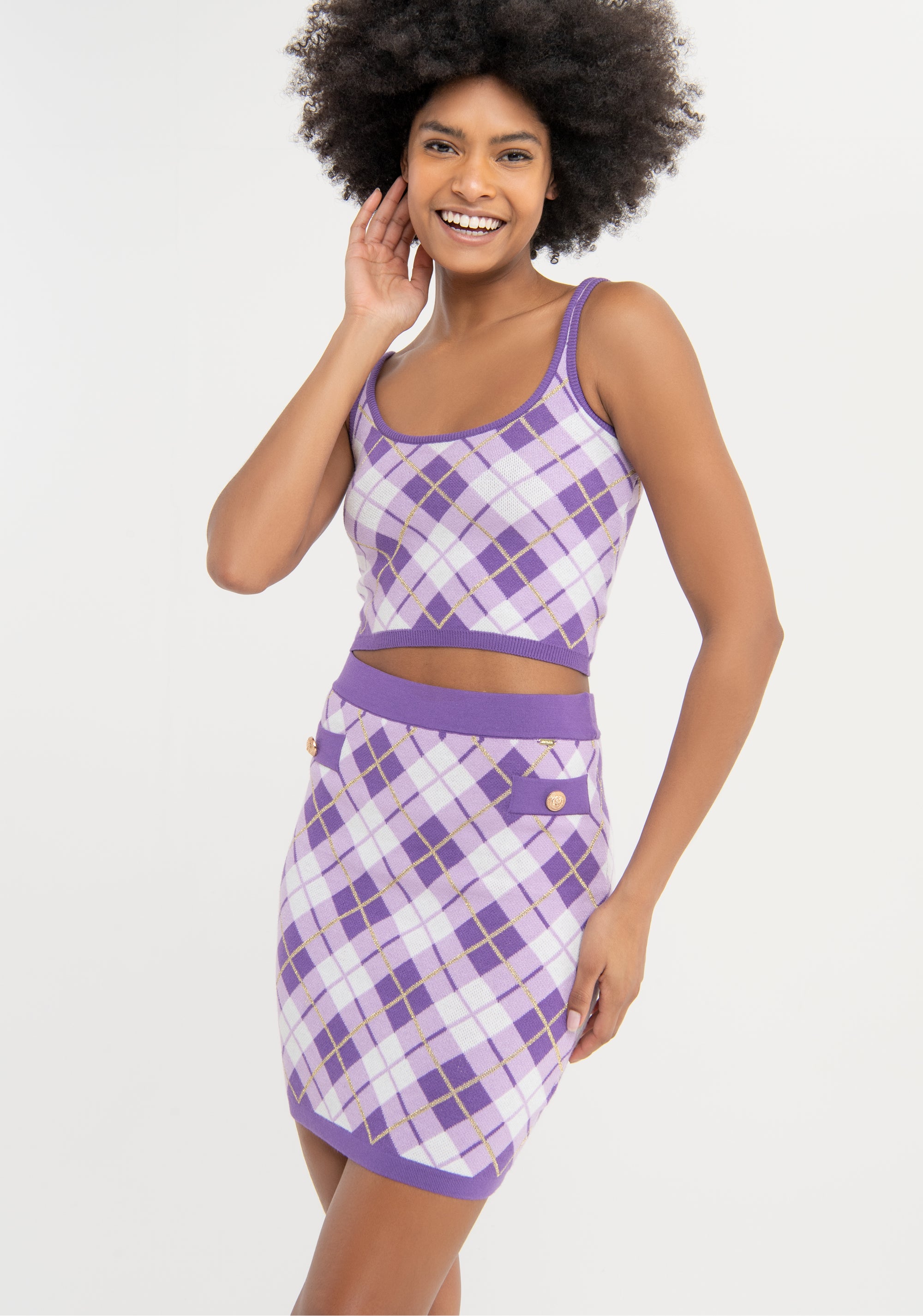 Gonna slim mini in jacquard a rombi FS23WG4004K520F8 Fracomina