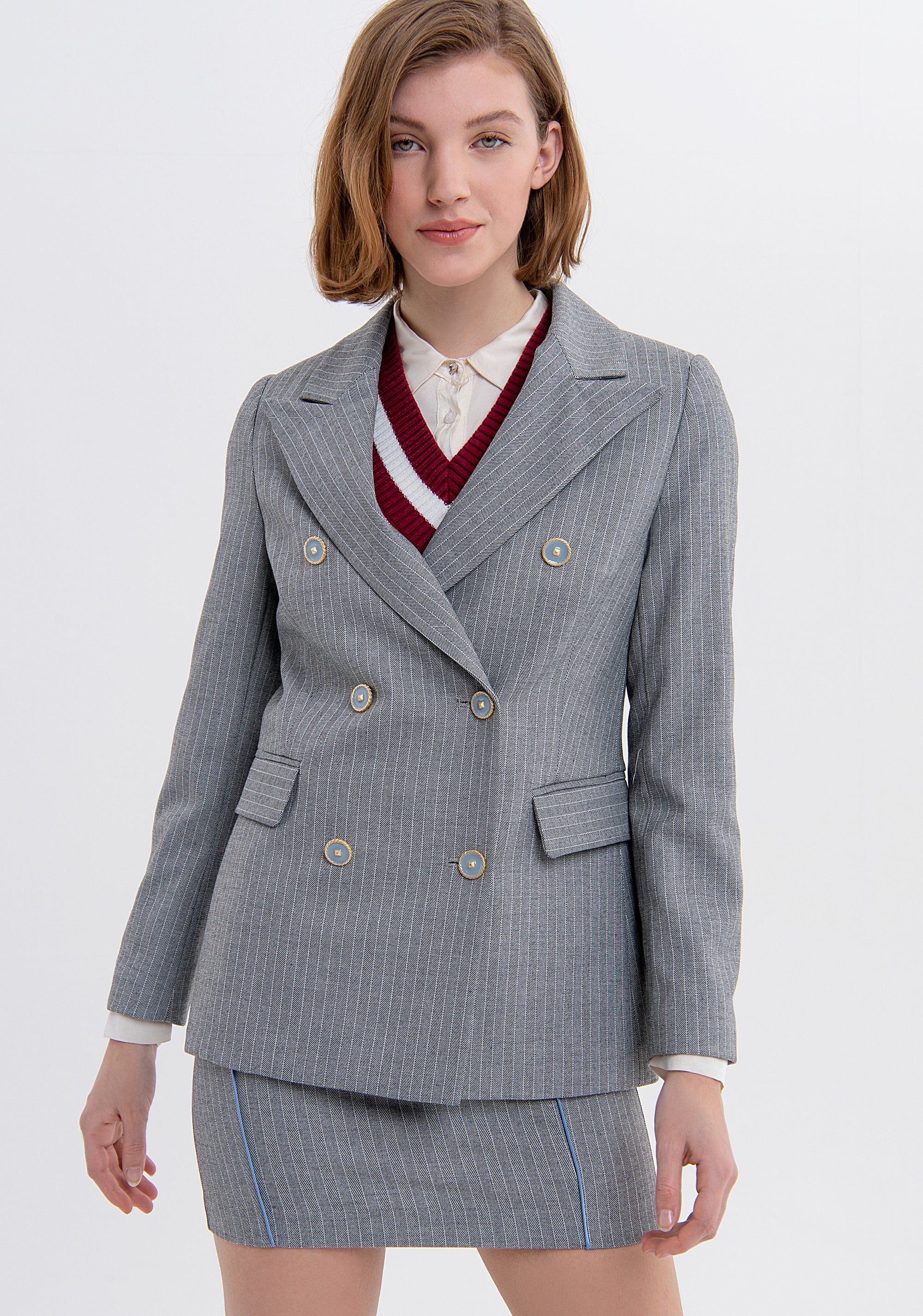 Blazer regular doppio petto in fantasia geometrica FS23WJ2005W662J1 Fracomina