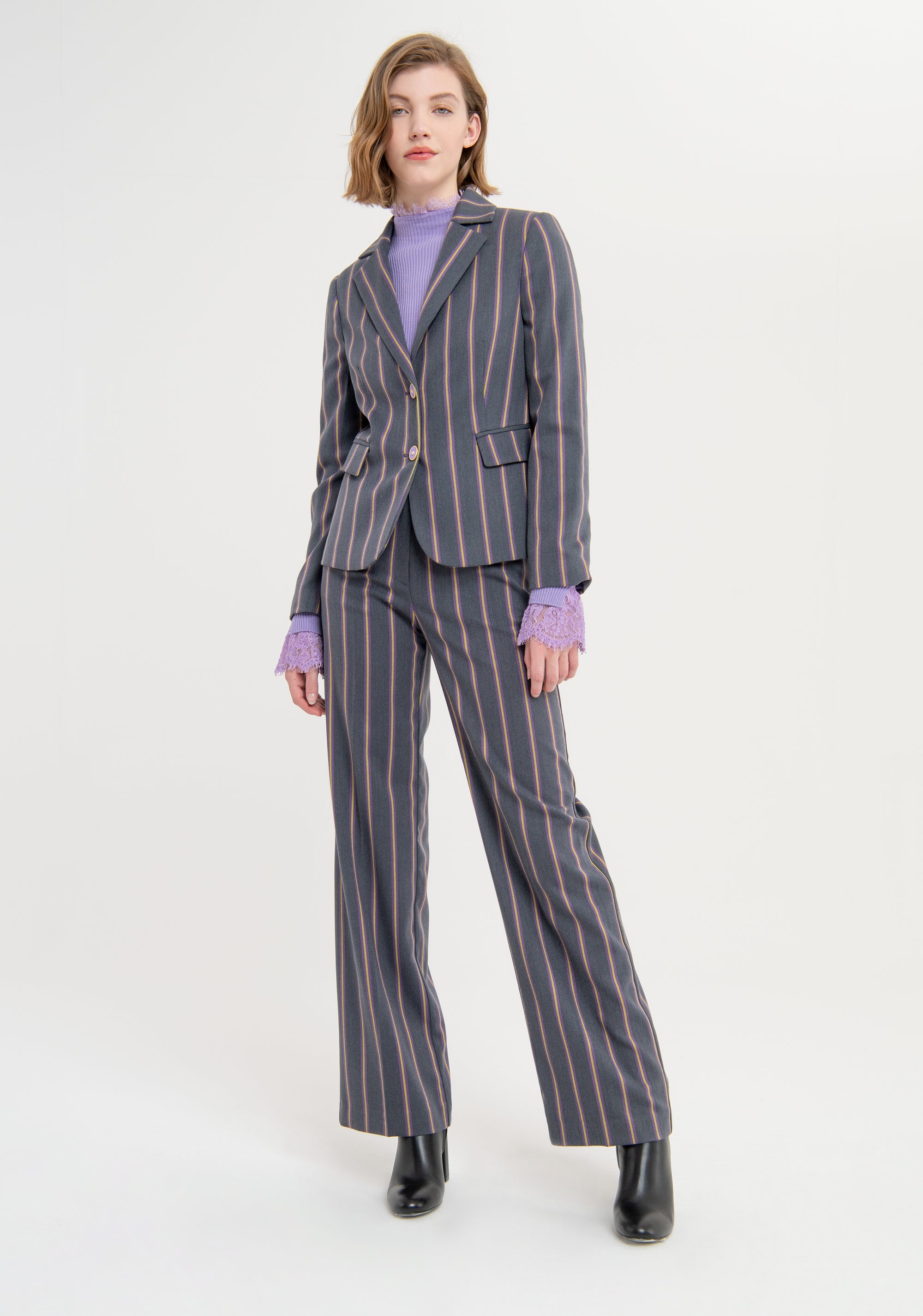 Blazer slim monopetto gessato FS23WJ2012W661N8 Fracomina