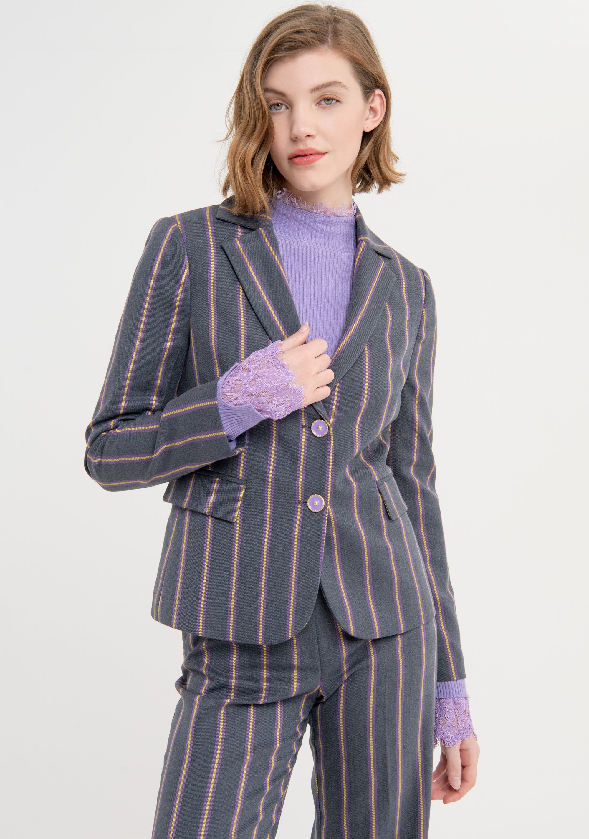 Blazer slim monopetto gessato FS23WJ2012W661N8 Fracomina